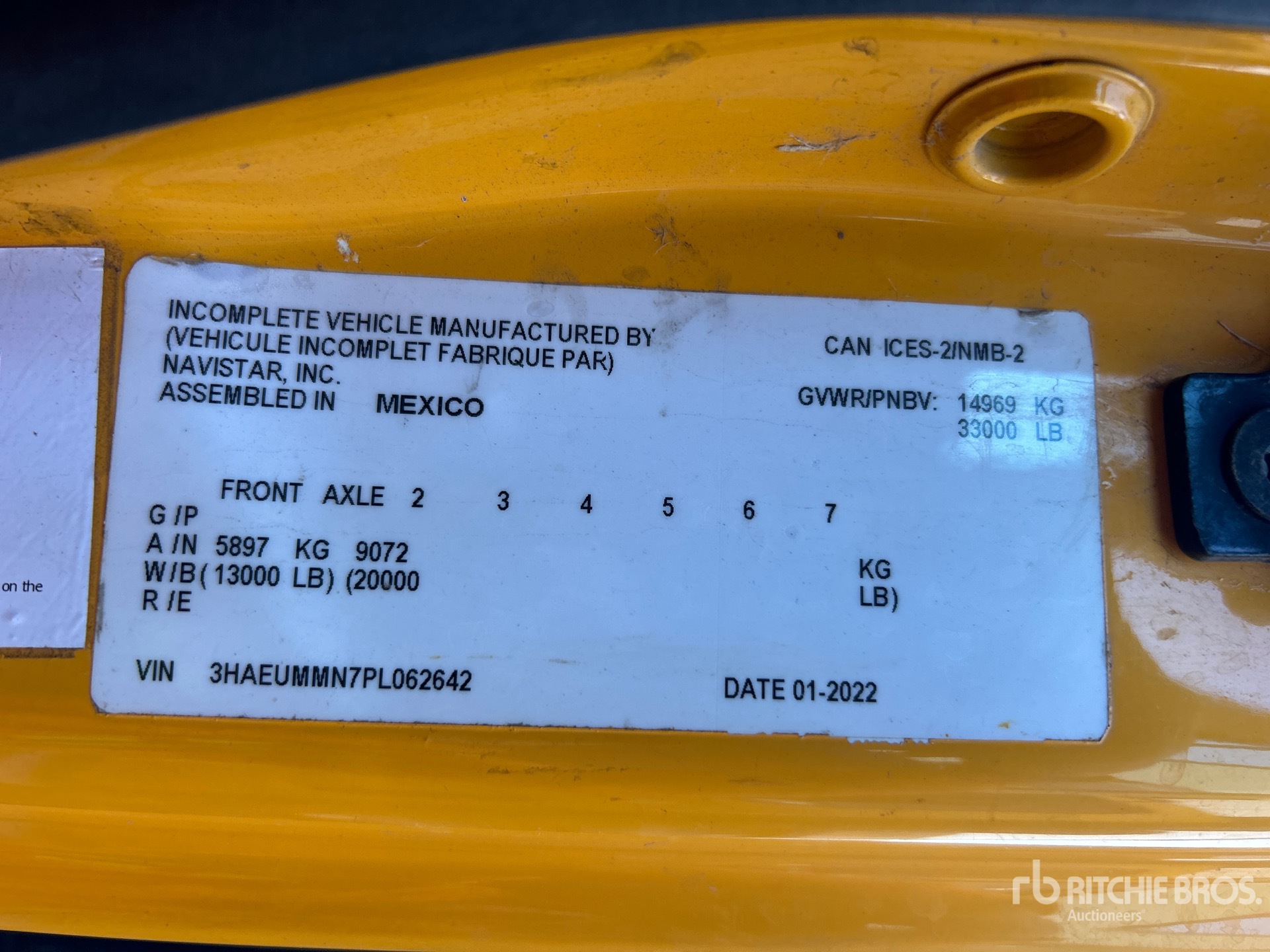 General Appearance with N.º de serie/VIN