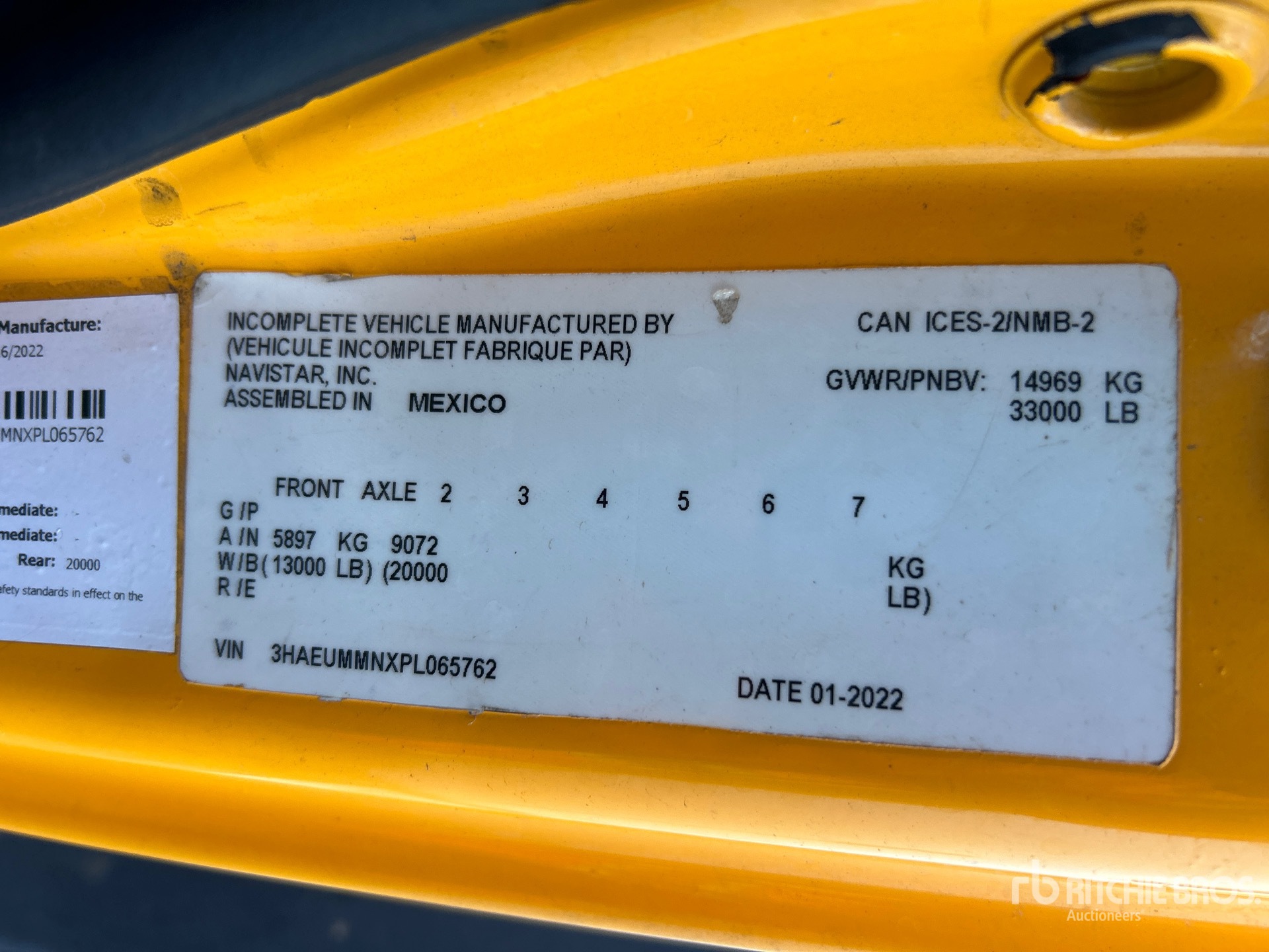 General Appearance with N.º de serie/VIN