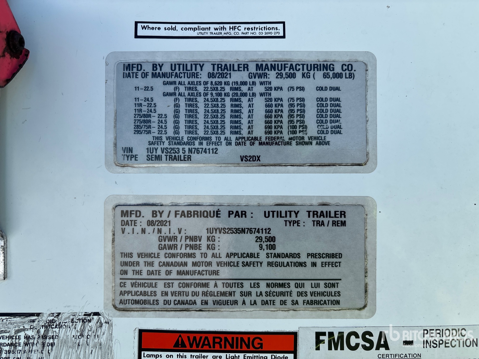 General Appearance with Serial Number / VIN