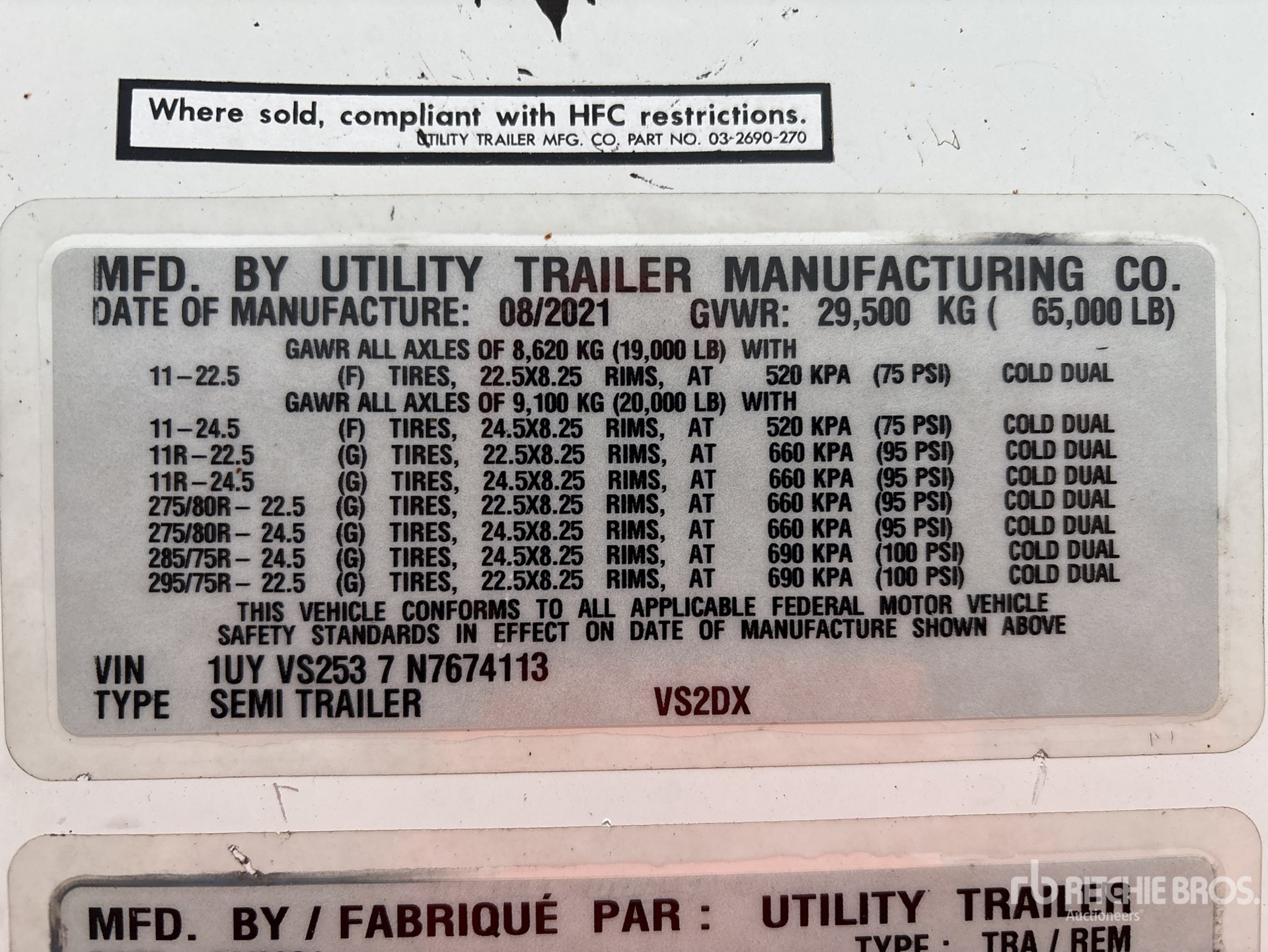 General Appearance with Serial Number / VIN