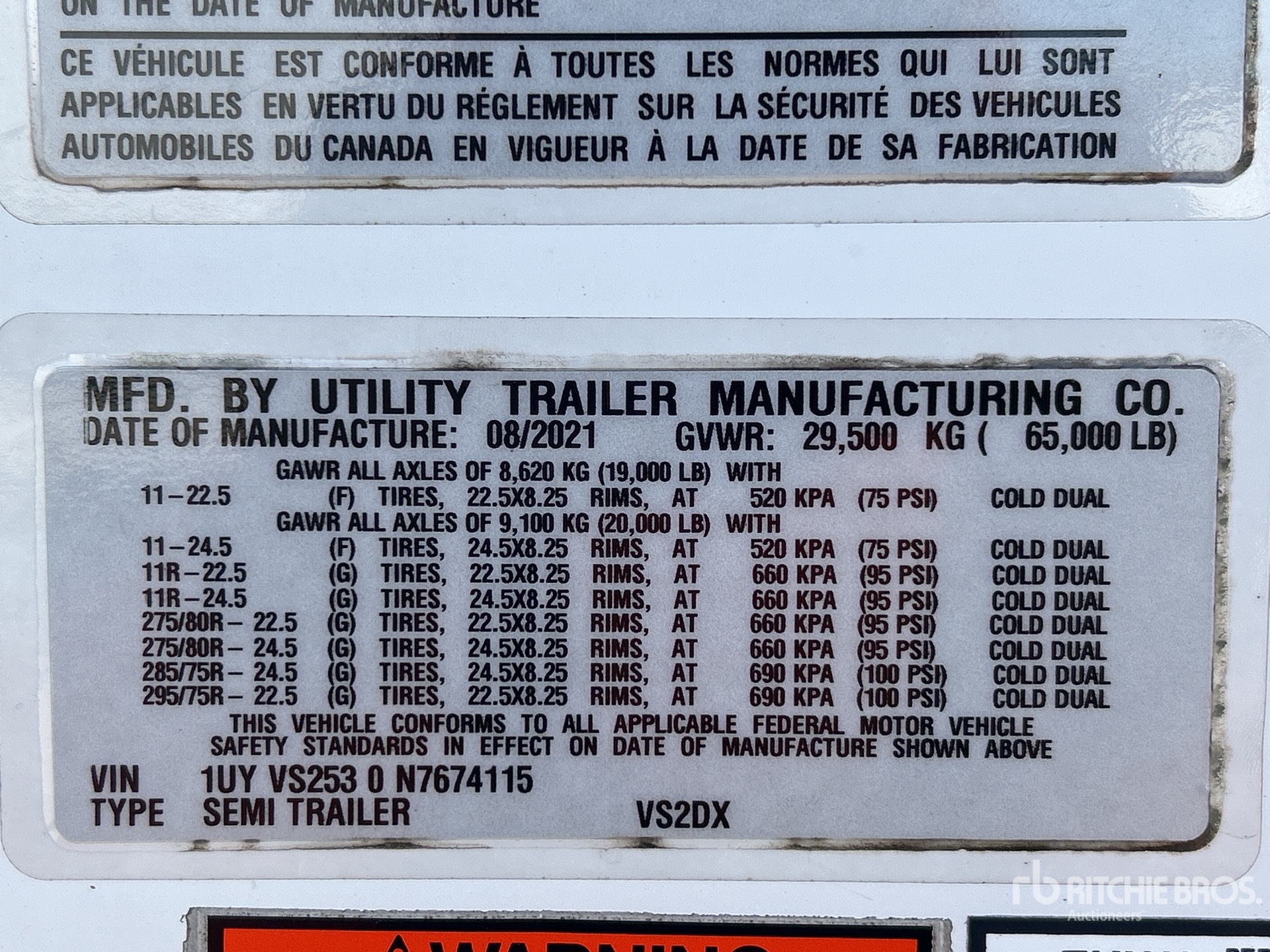 General Appearance with Numéro de série/Numéro d'identification du véhicule automobile