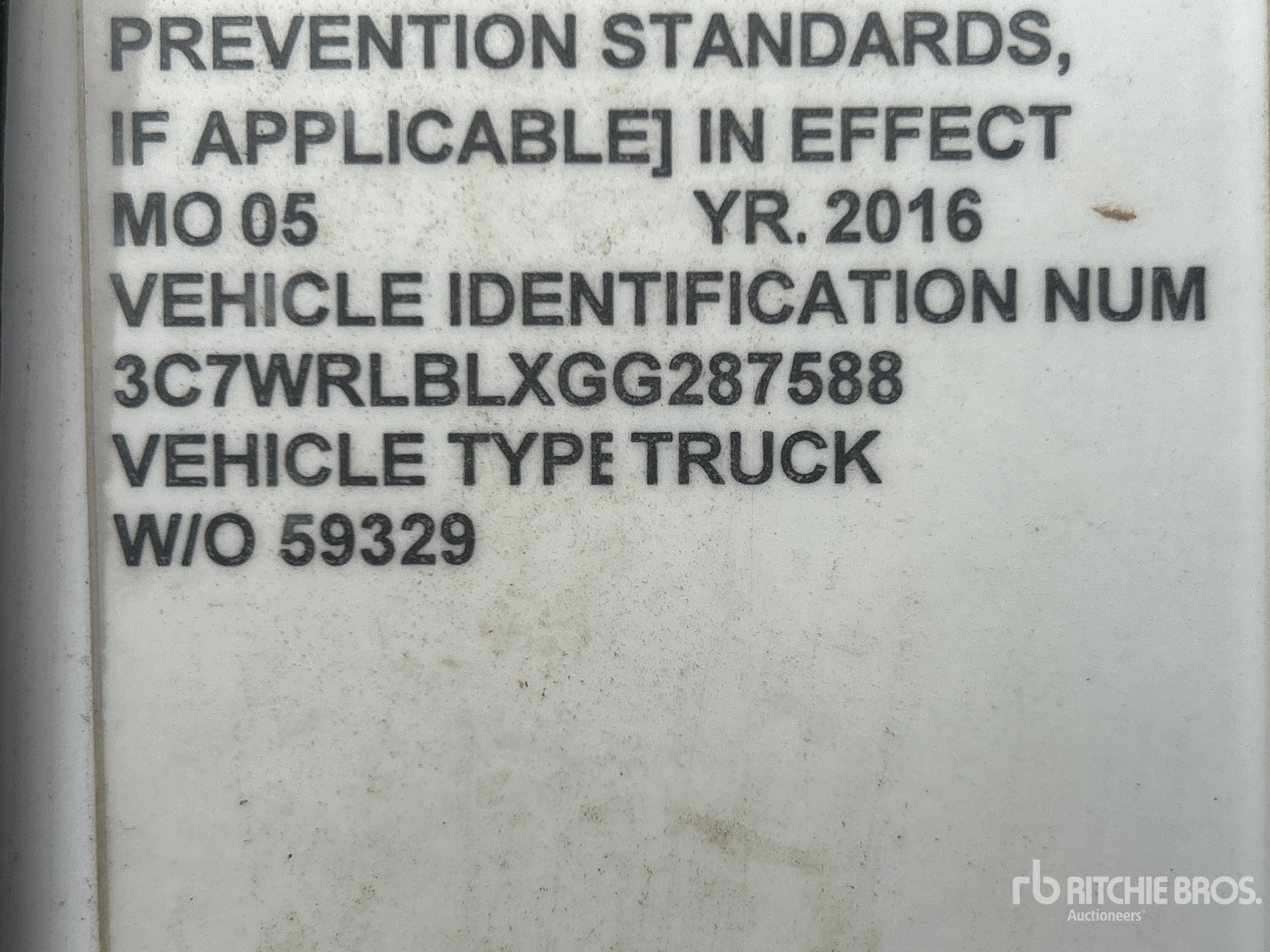 General Appearance with Serial Number / VIN