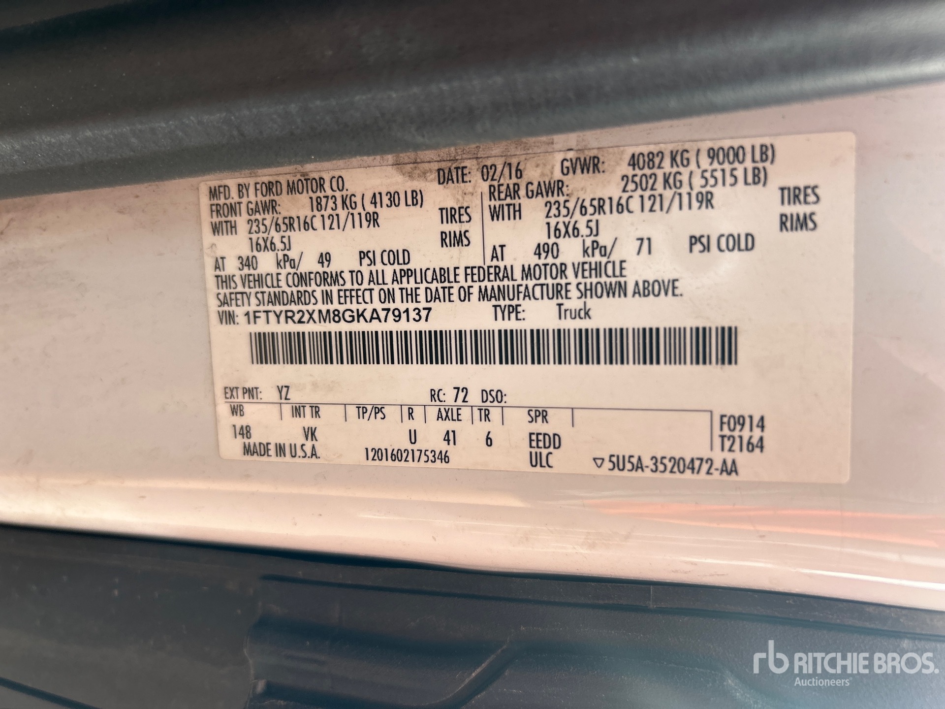 General Appearance with Serial Number / VIN