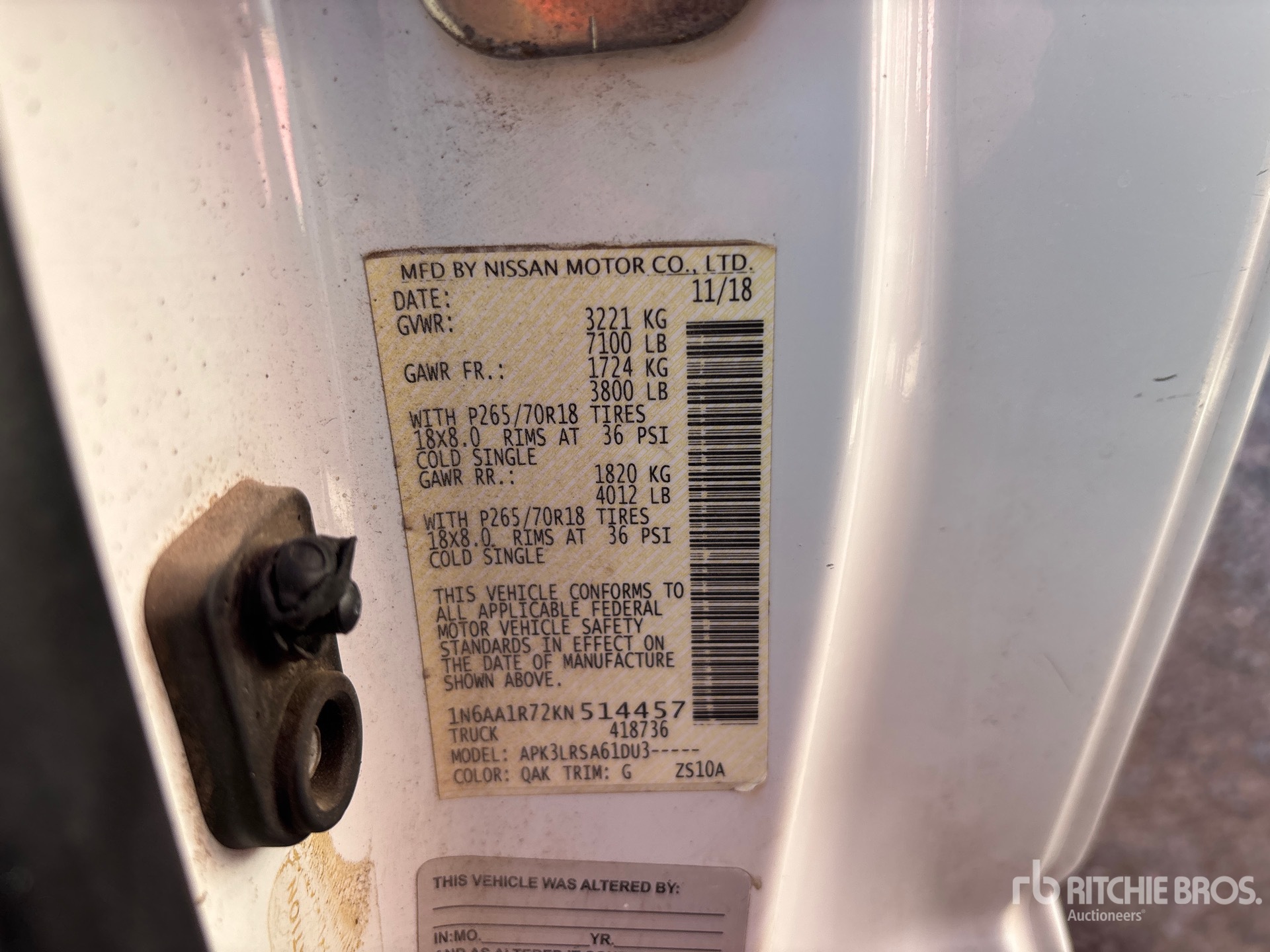 General Appearance with N.º de serie/VIN