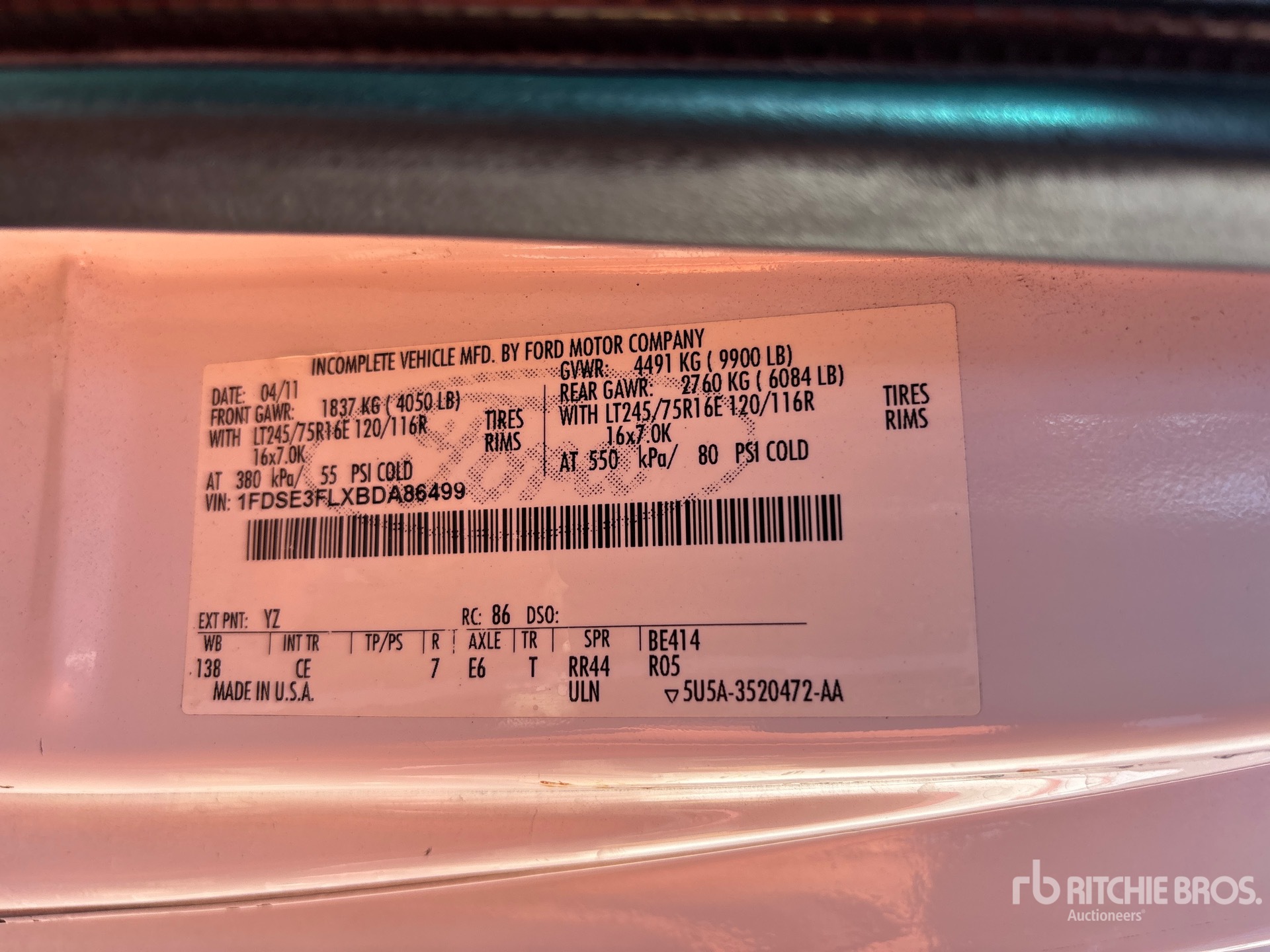 General Appearance with Serial Number / VIN