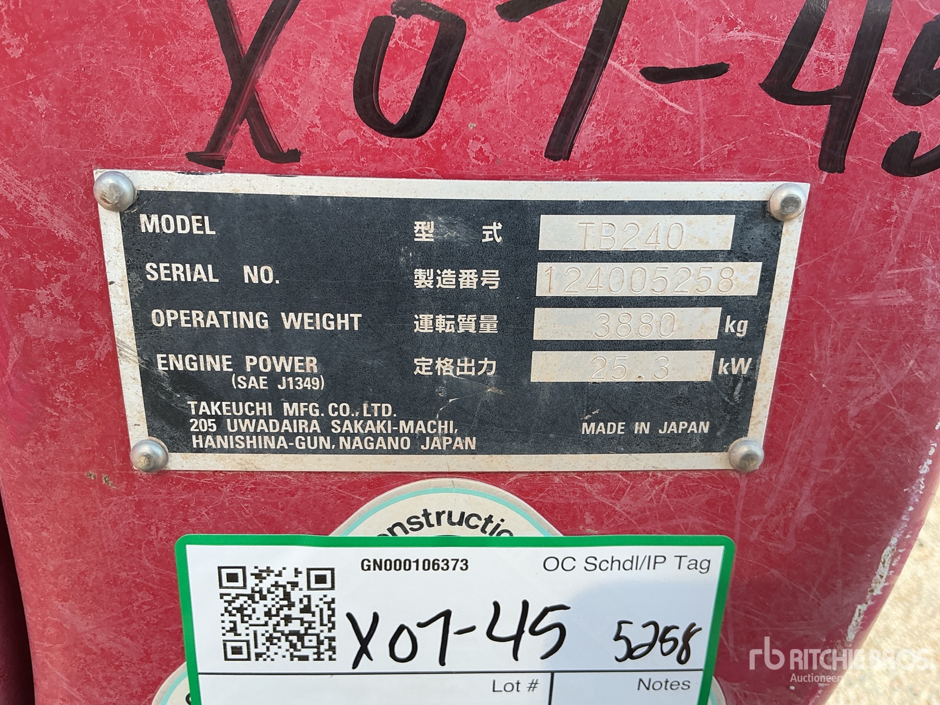 General Appearance with N.º de serie/VIN