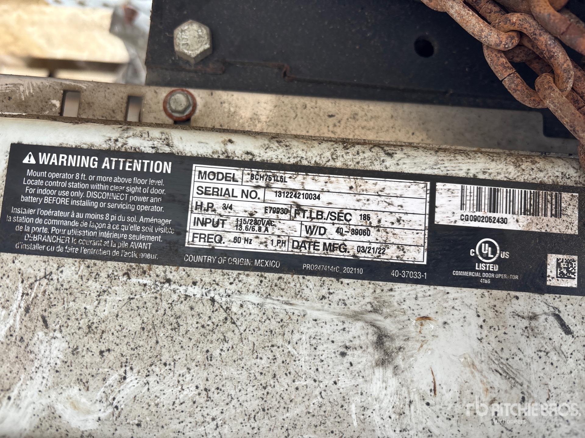 General Appearance with Serial Number / VIN