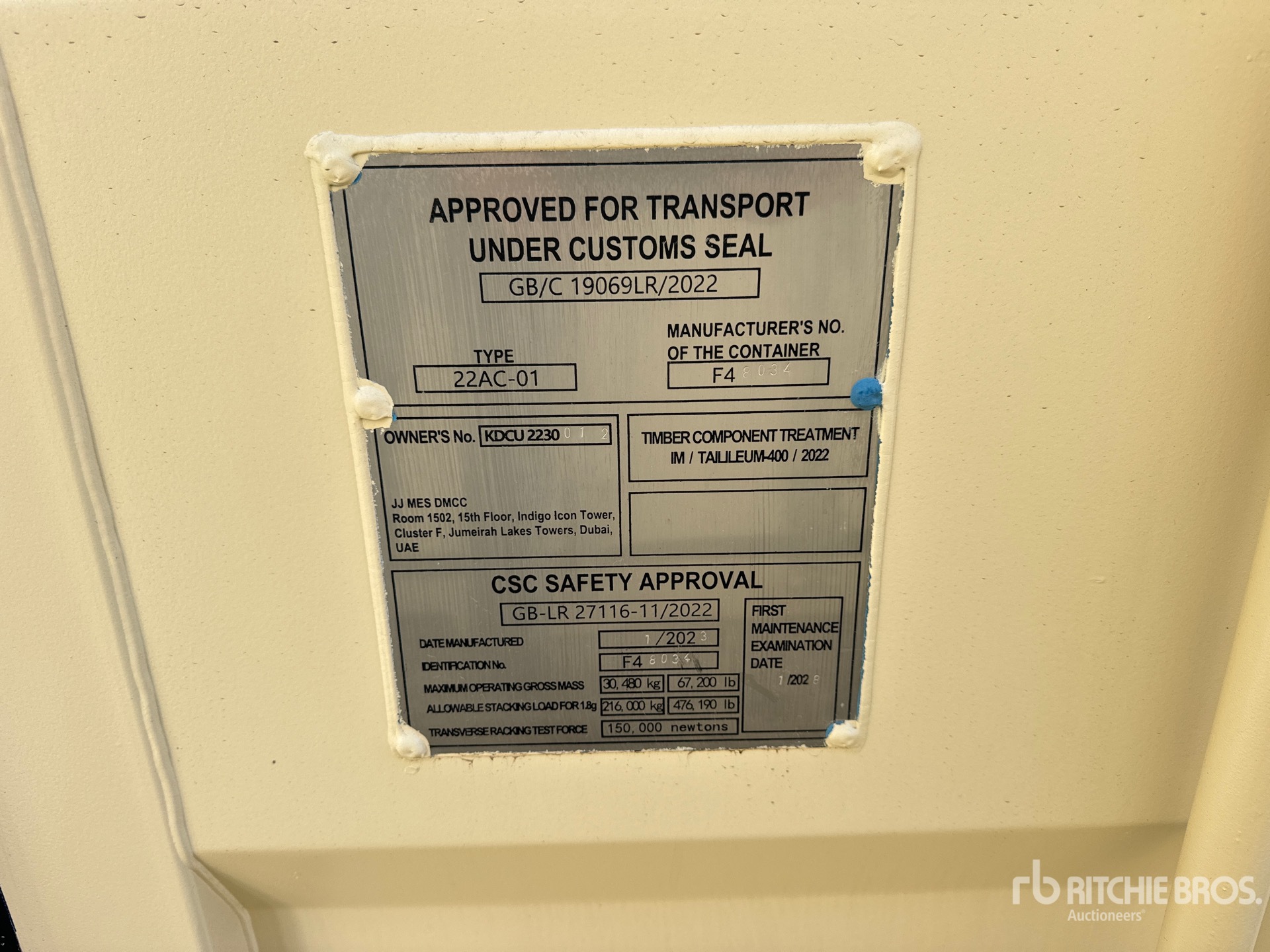 General Appearance with Serial Number / VIN