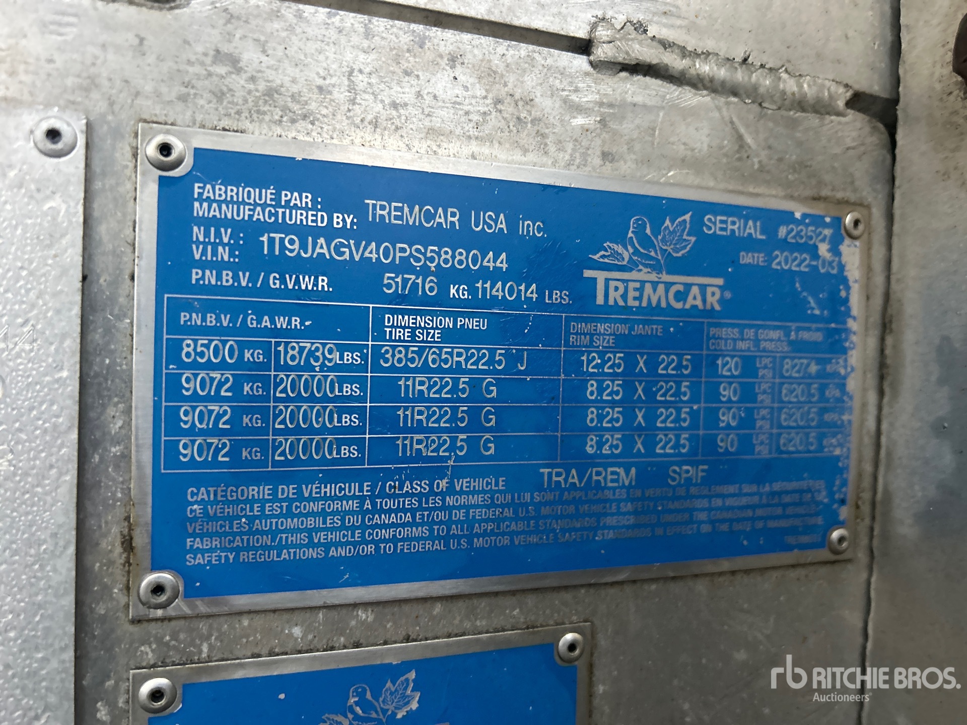 General Appearance with Serial Number / VIN