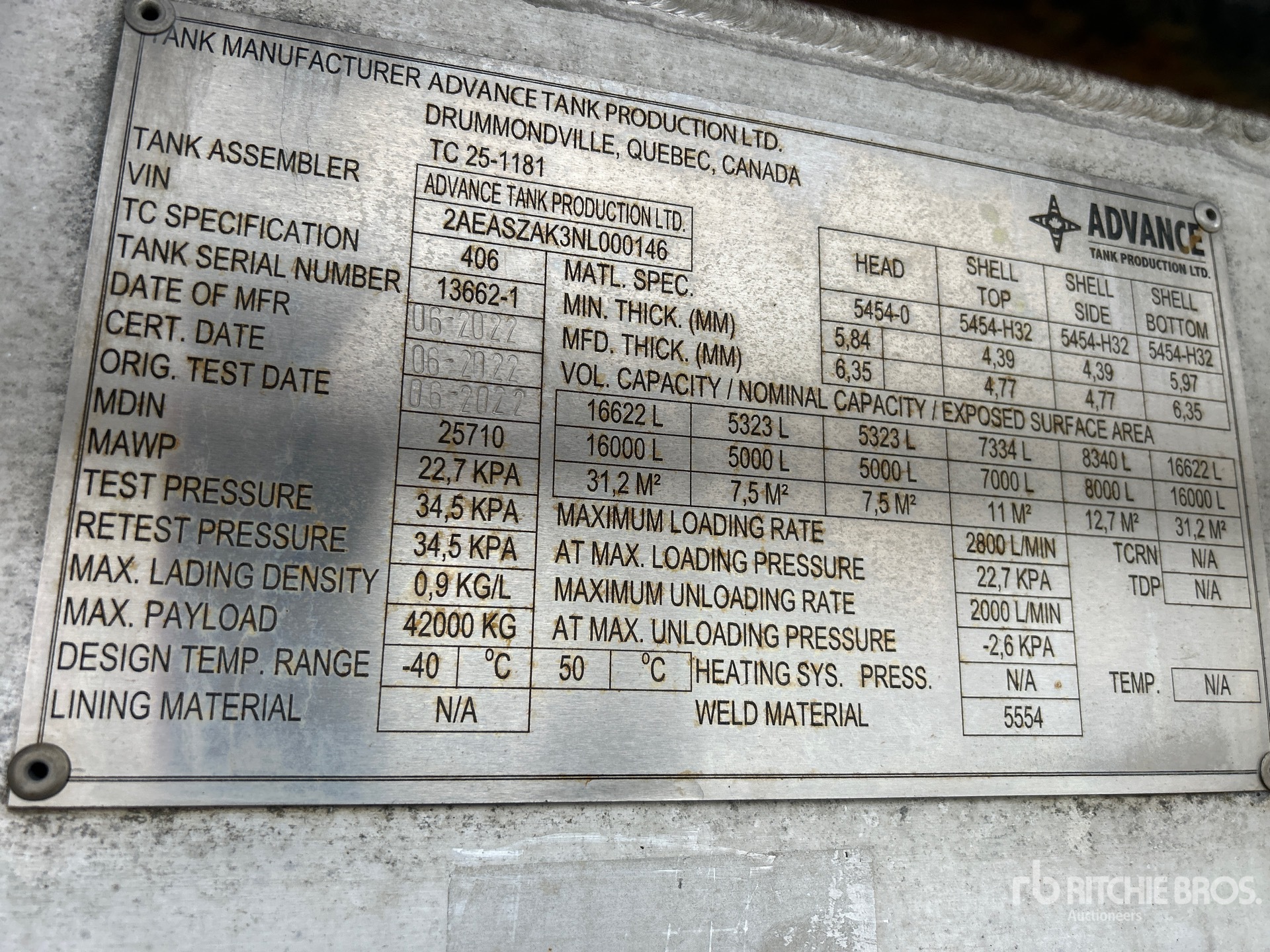 General Appearance with Serial Number / VIN
