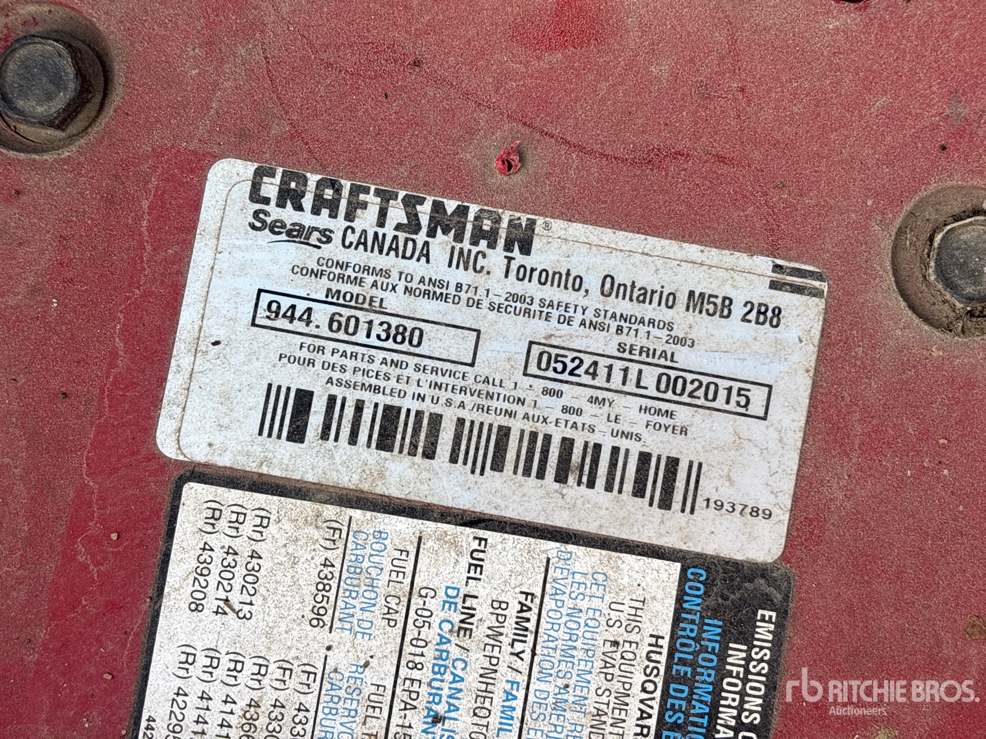 General Appearance with Serial Number / VIN