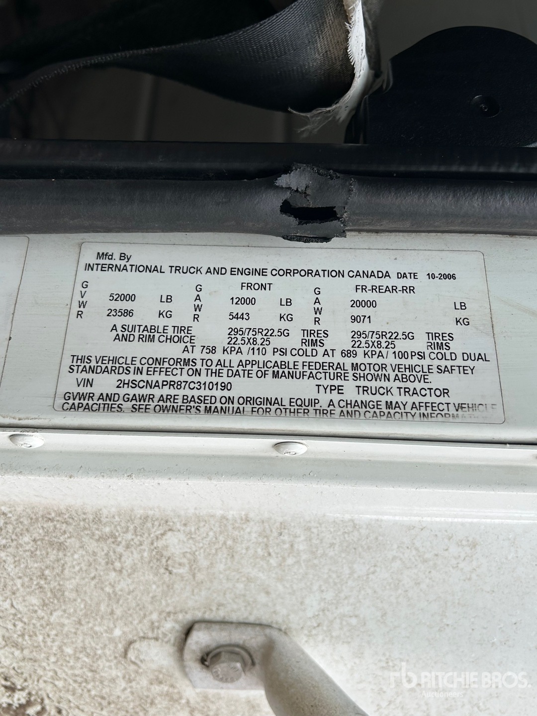 General Appearance with Serial Number / VIN