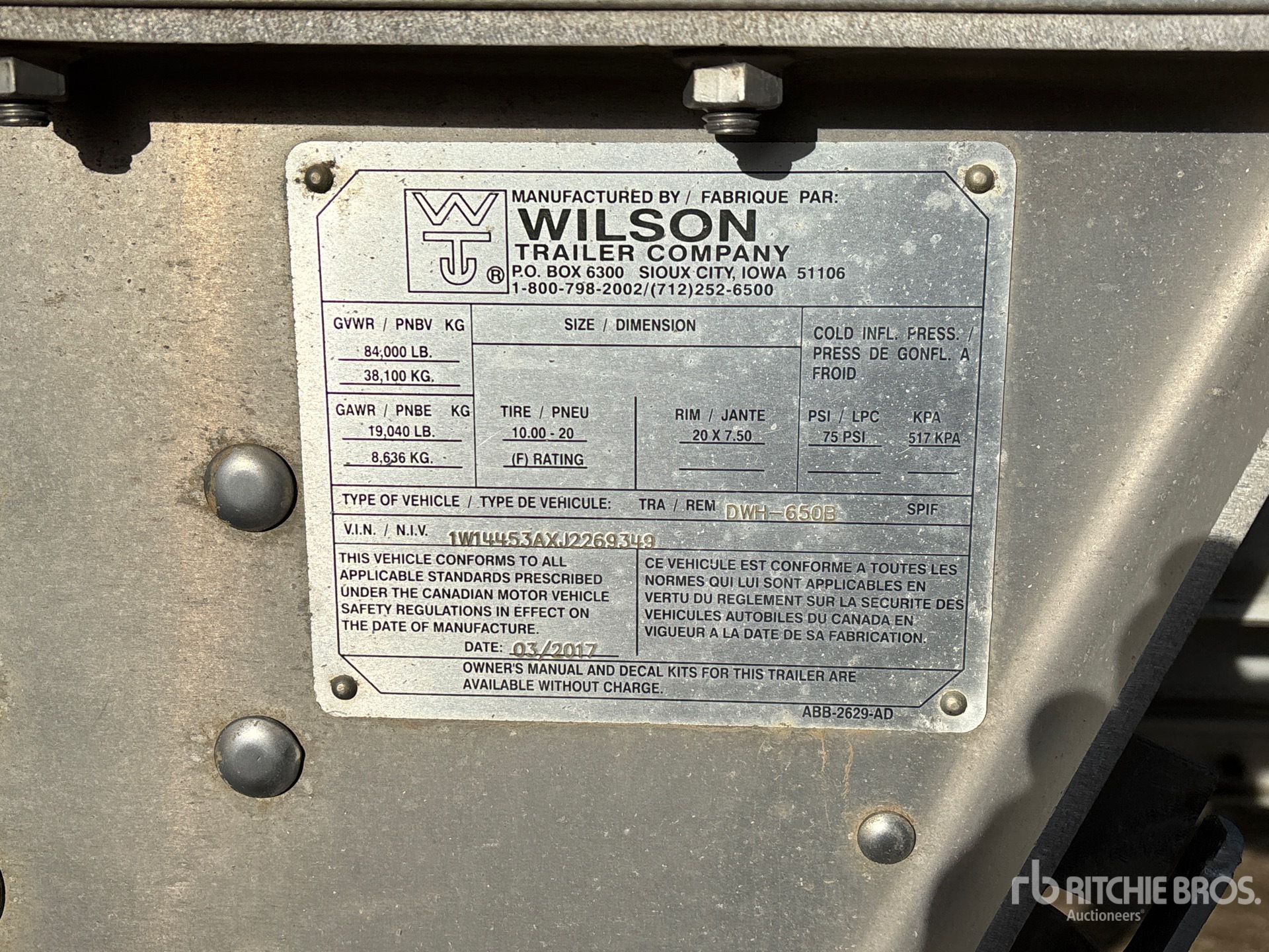 General Appearance with Serial Number / VIN