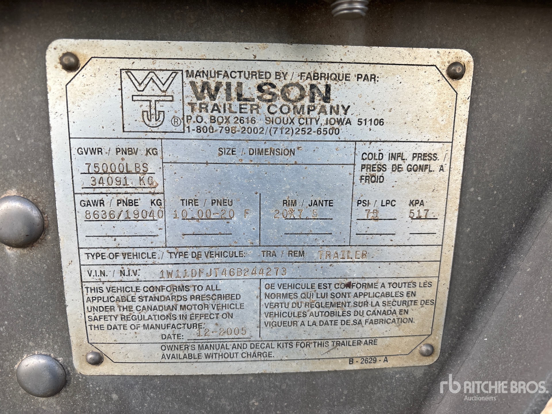 General Appearance with Serial Number / VIN