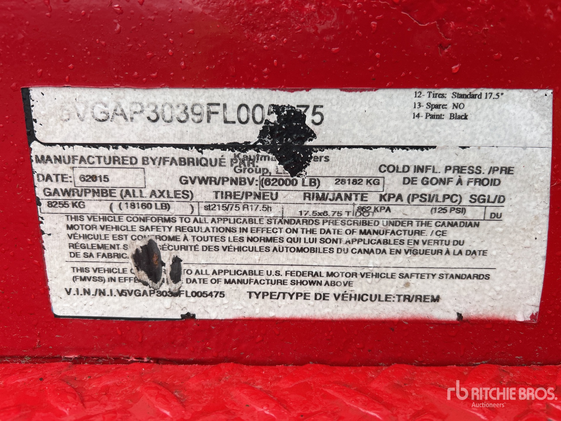 General Appearance with Serial Number / VIN