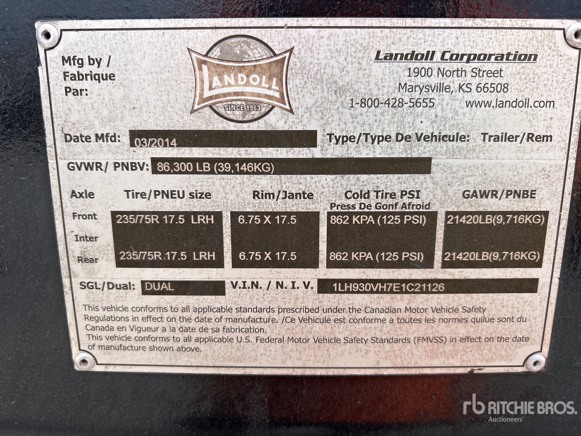 General Appearance with Serial Number / VIN