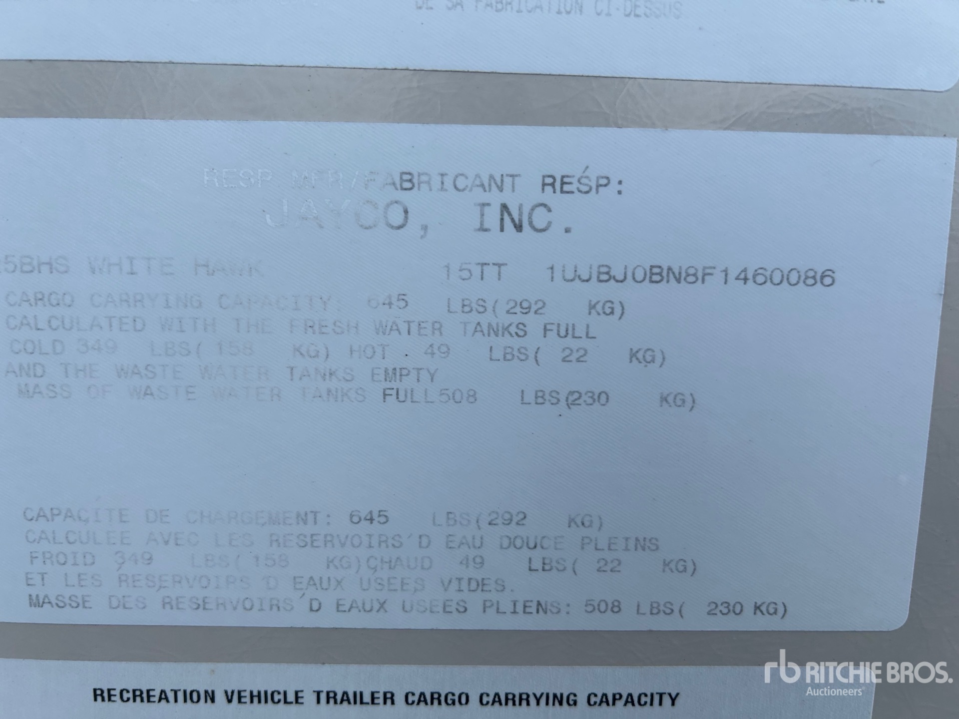 General Appearance with N.º de serie/VIN