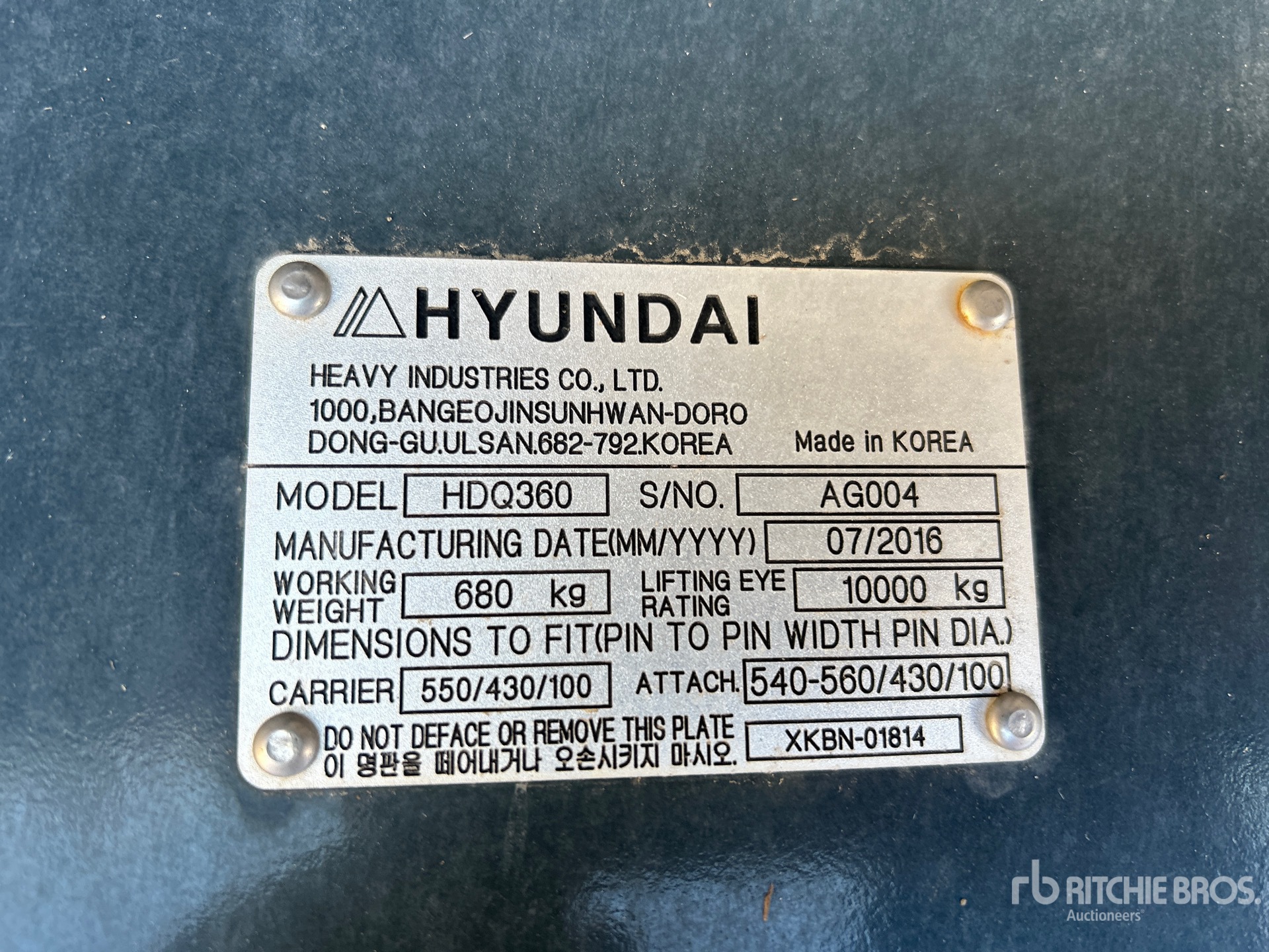 General Appearance with Serial Number / VIN