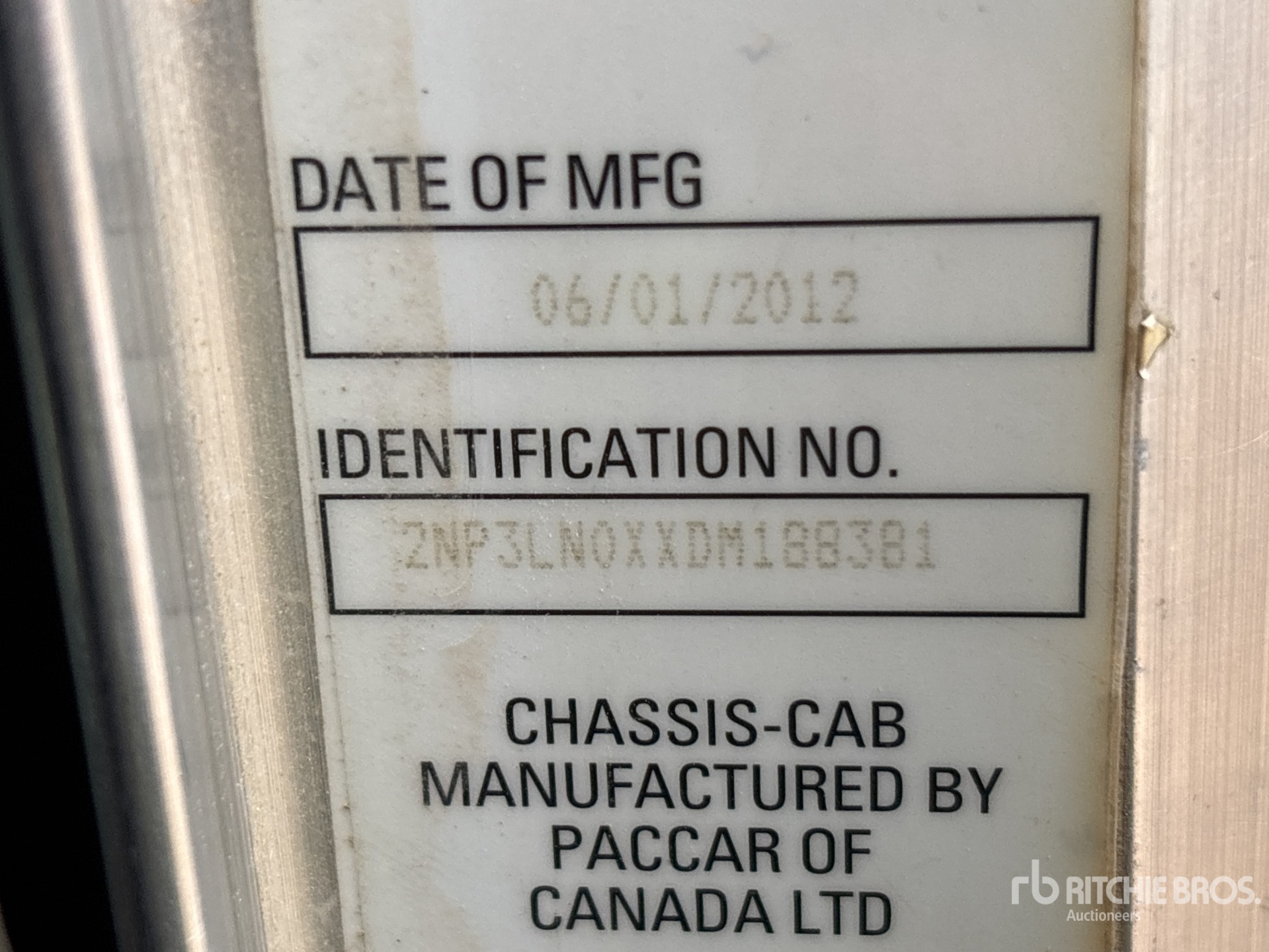 General Appearance with Serial Number / VIN