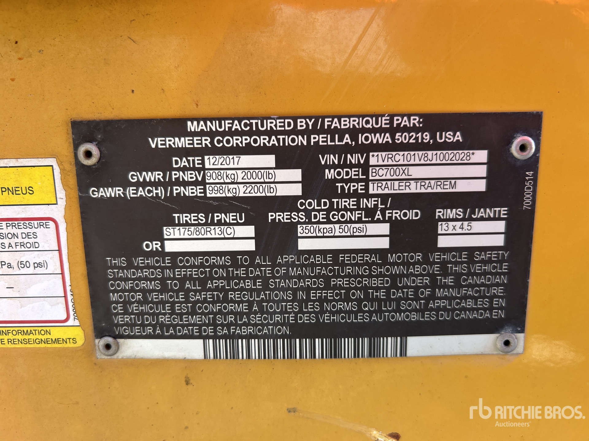 General Appearance with Serial Number / VIN