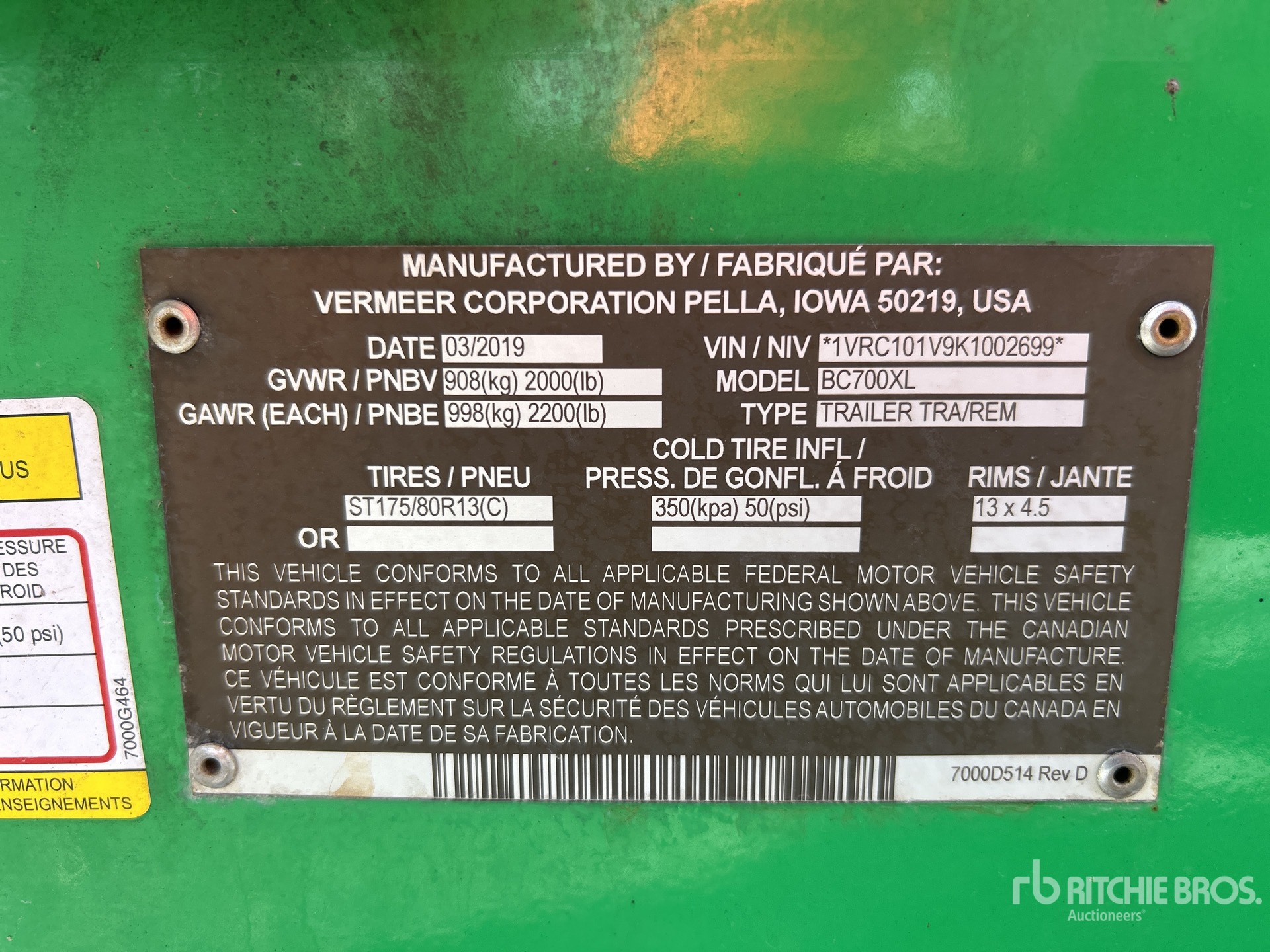 General Appearance with Serial Number / VIN