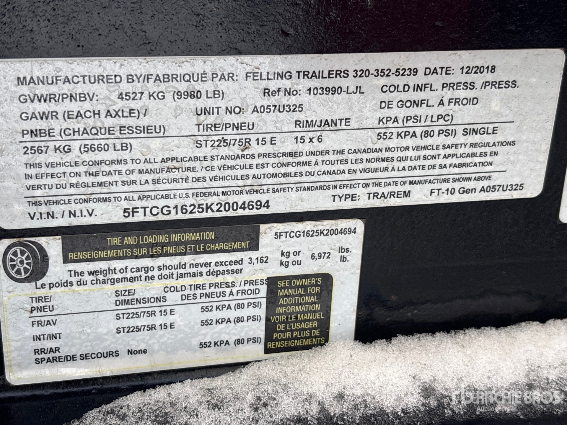 General Appearance with Serial Number / VIN