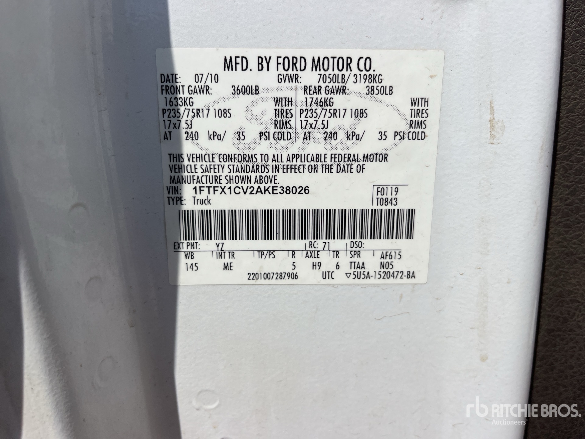 General Appearance with Serial Number / VIN