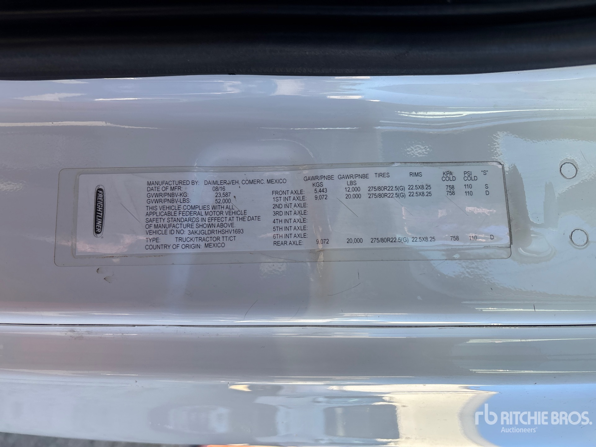 General Appearance with Serial Number / VIN