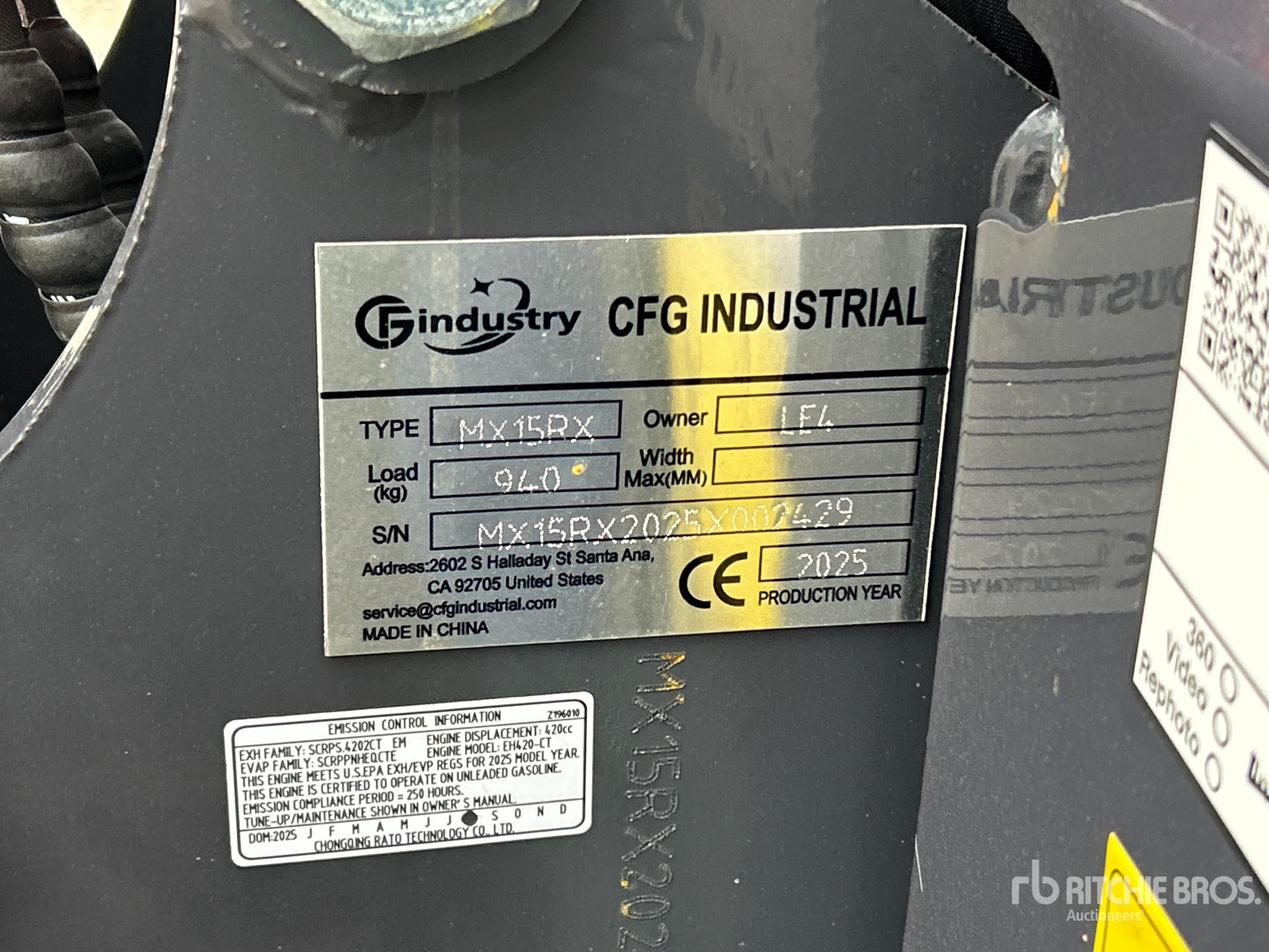 General Appearance with Serial Number / VIN