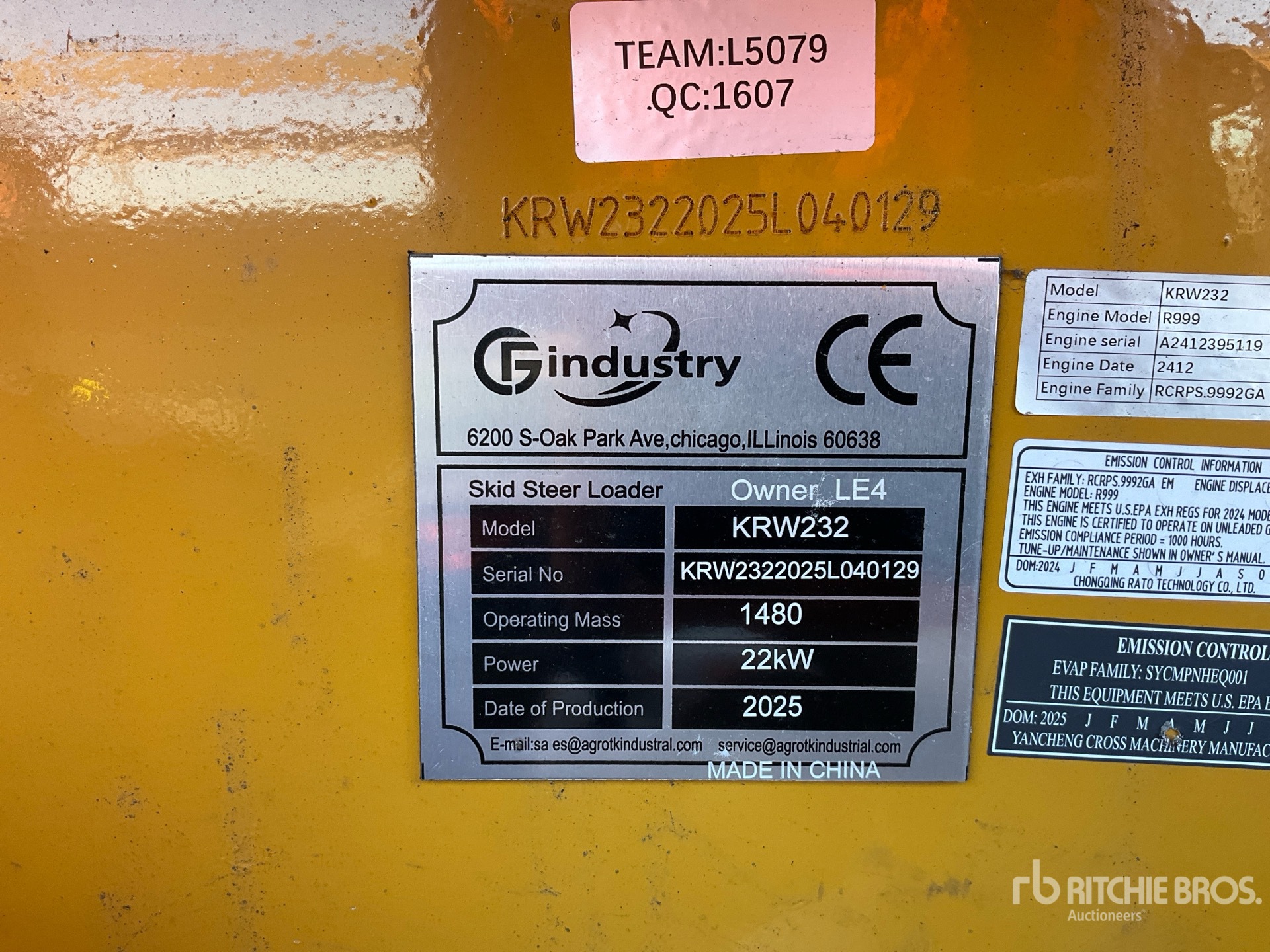 General Appearance with Serial Number / VIN