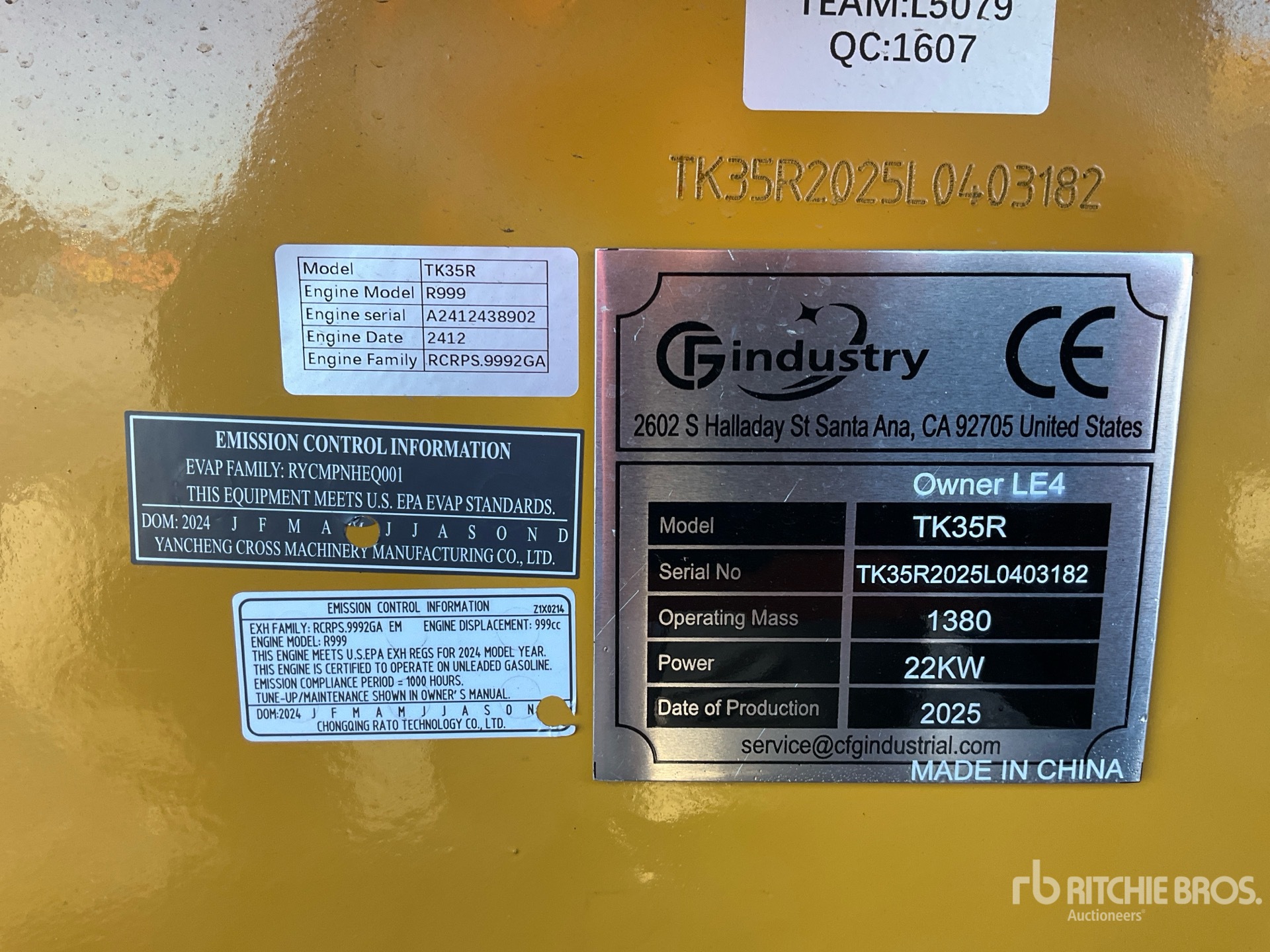 General Appearance with Serial Number / VIN