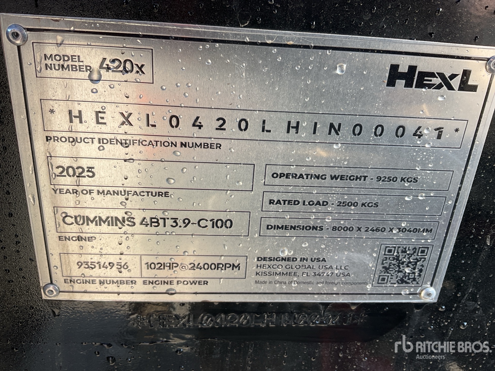 General Appearance with Serial Number / VIN