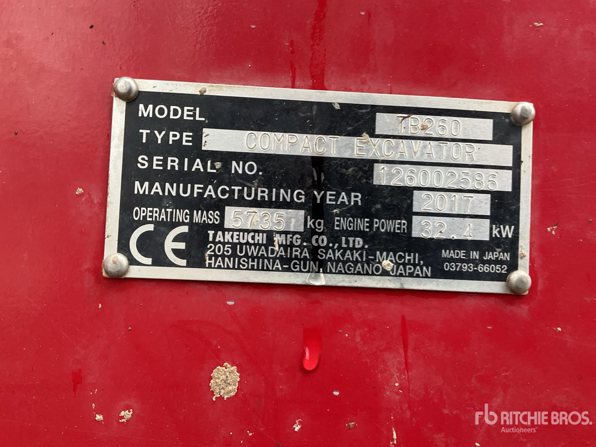 General Appearance with N.º de serie/VIN