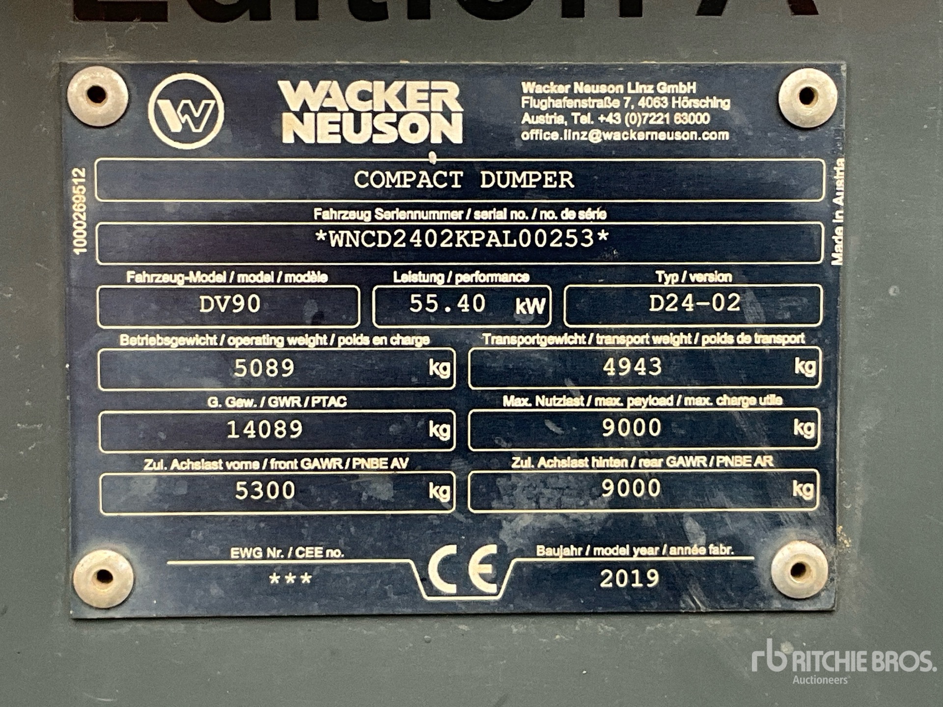 General Appearance with N.º de serie/VIN