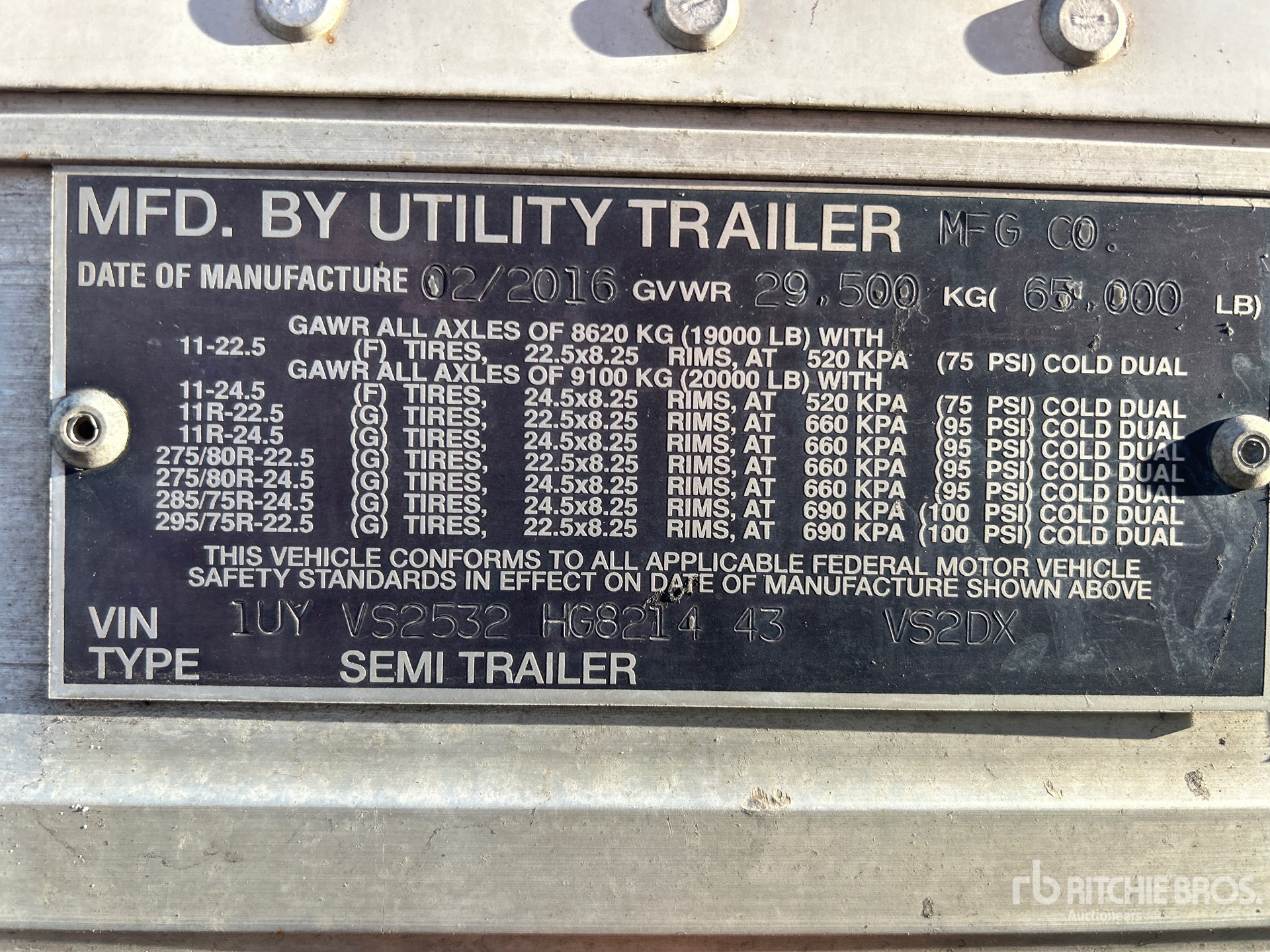 General Appearance with Serial Number / VIN