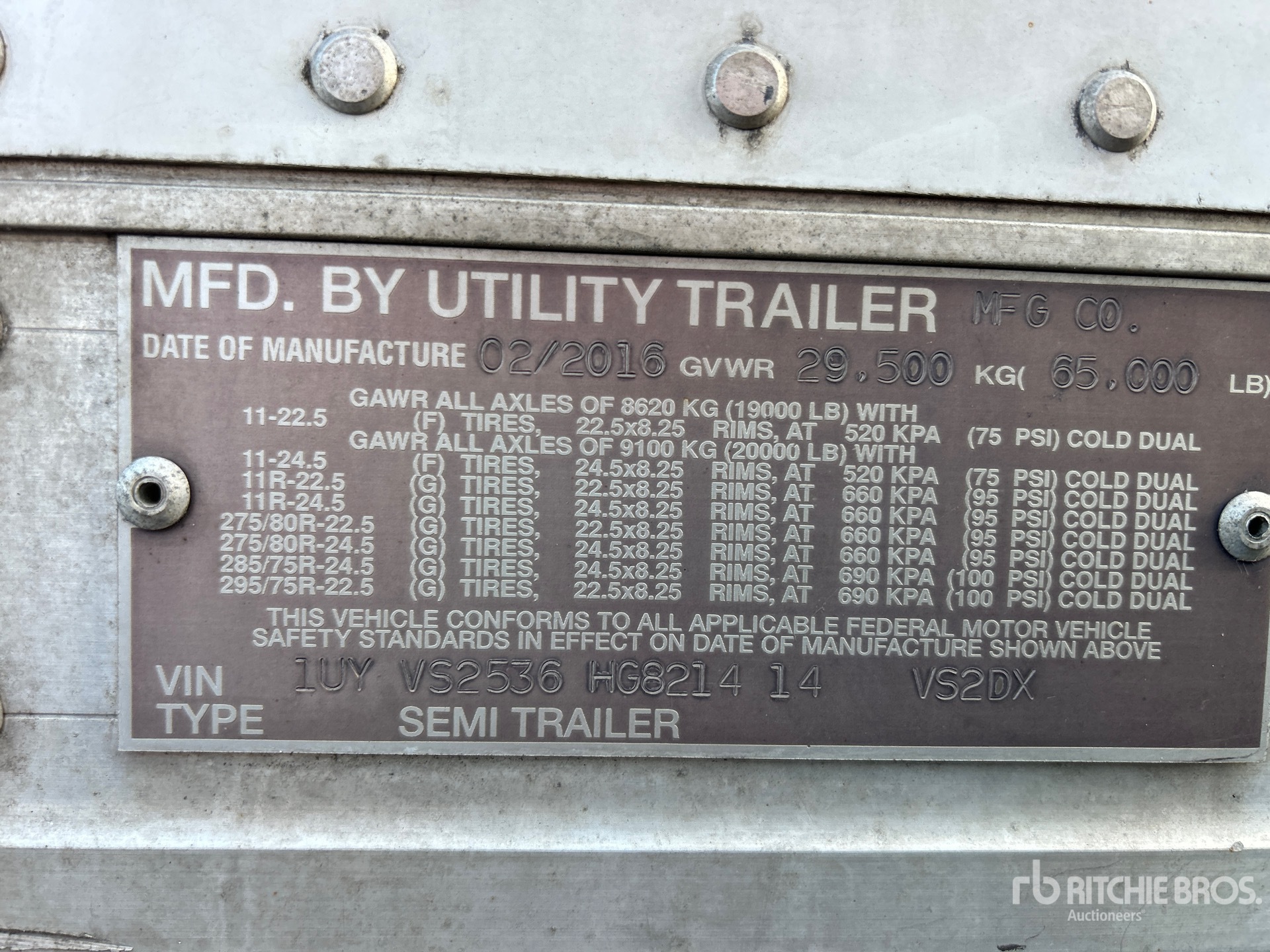 General Appearance with Serial Number / VIN