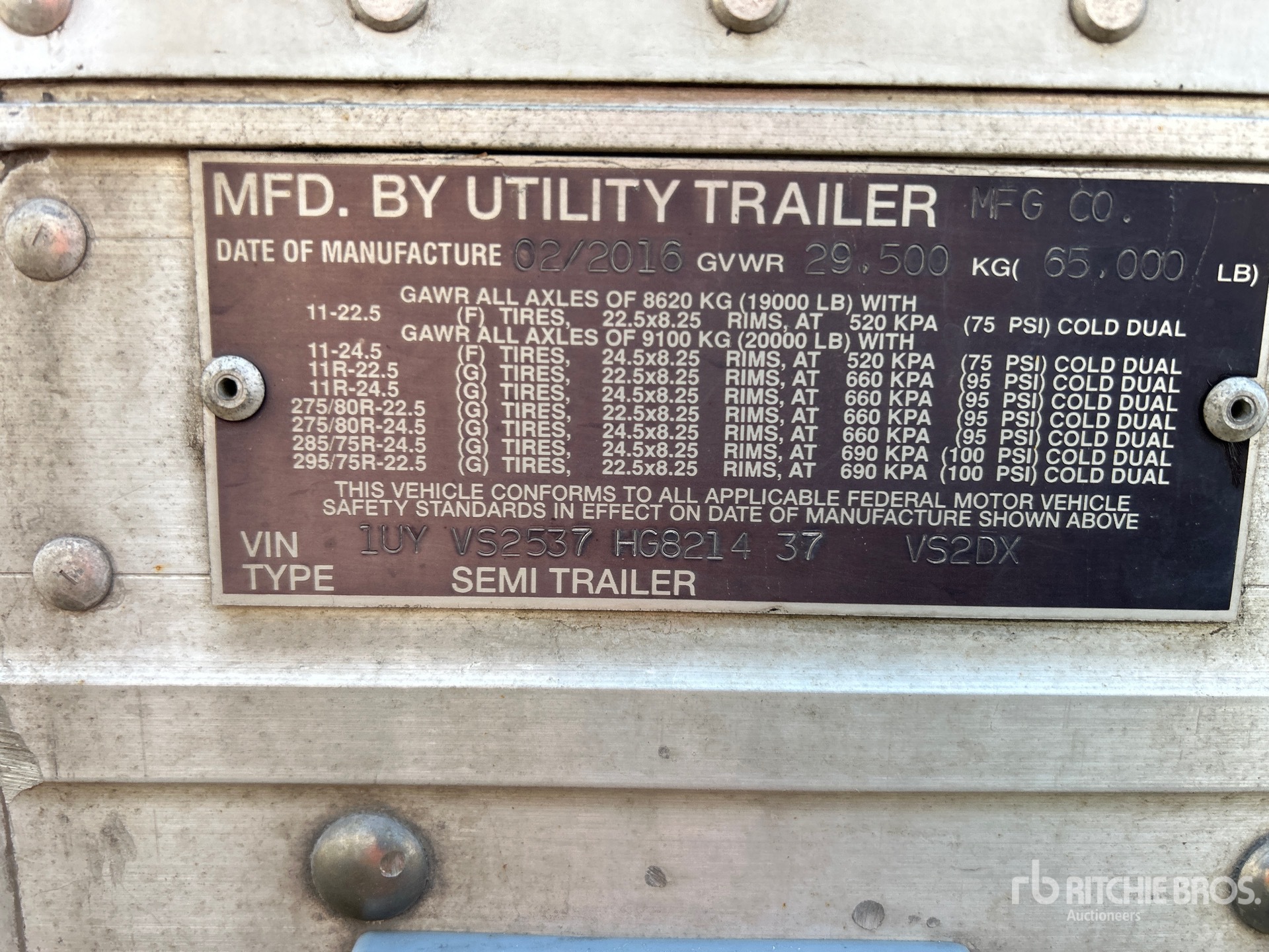 General Appearance with Serial Number / VIN