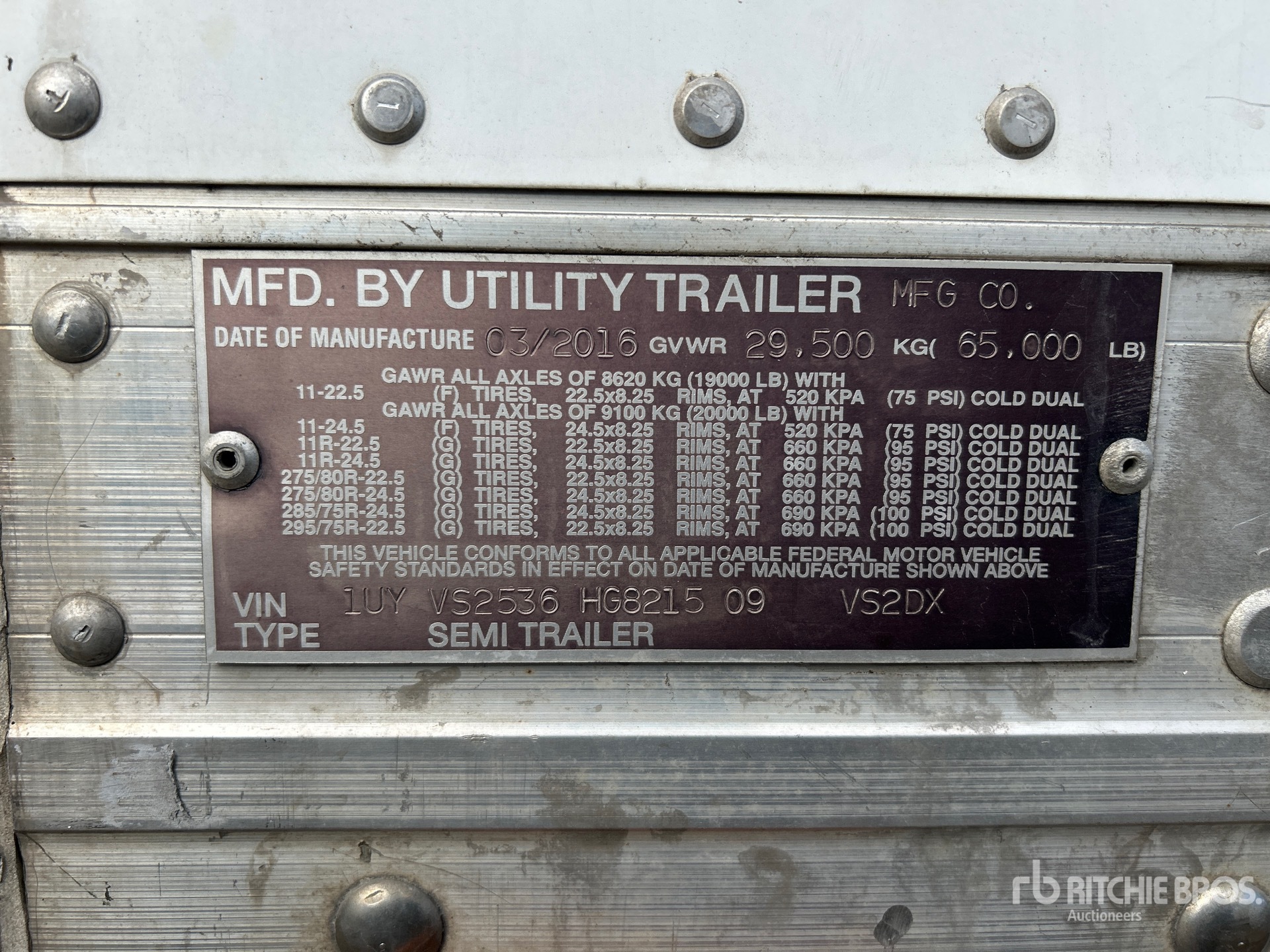 General Appearance with Serial Number / VIN