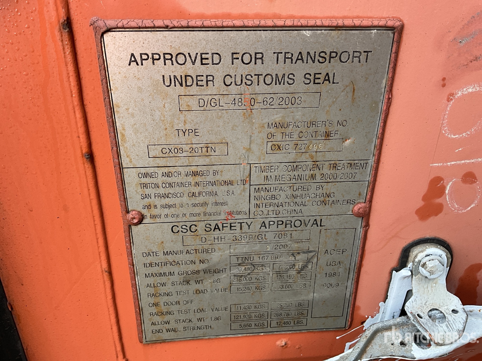 General Appearance with Serial Number / VIN