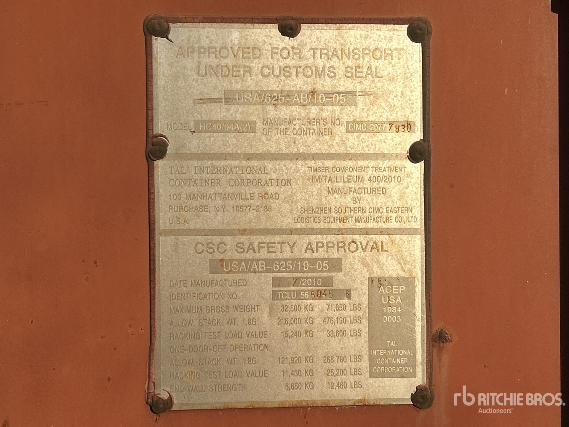 General Appearance with Serial Number / VIN