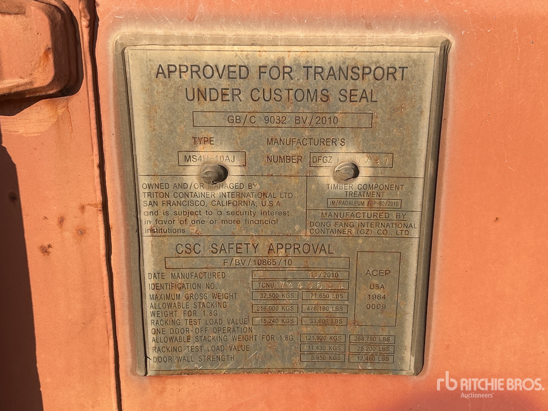 General Appearance with Serial Number / VIN