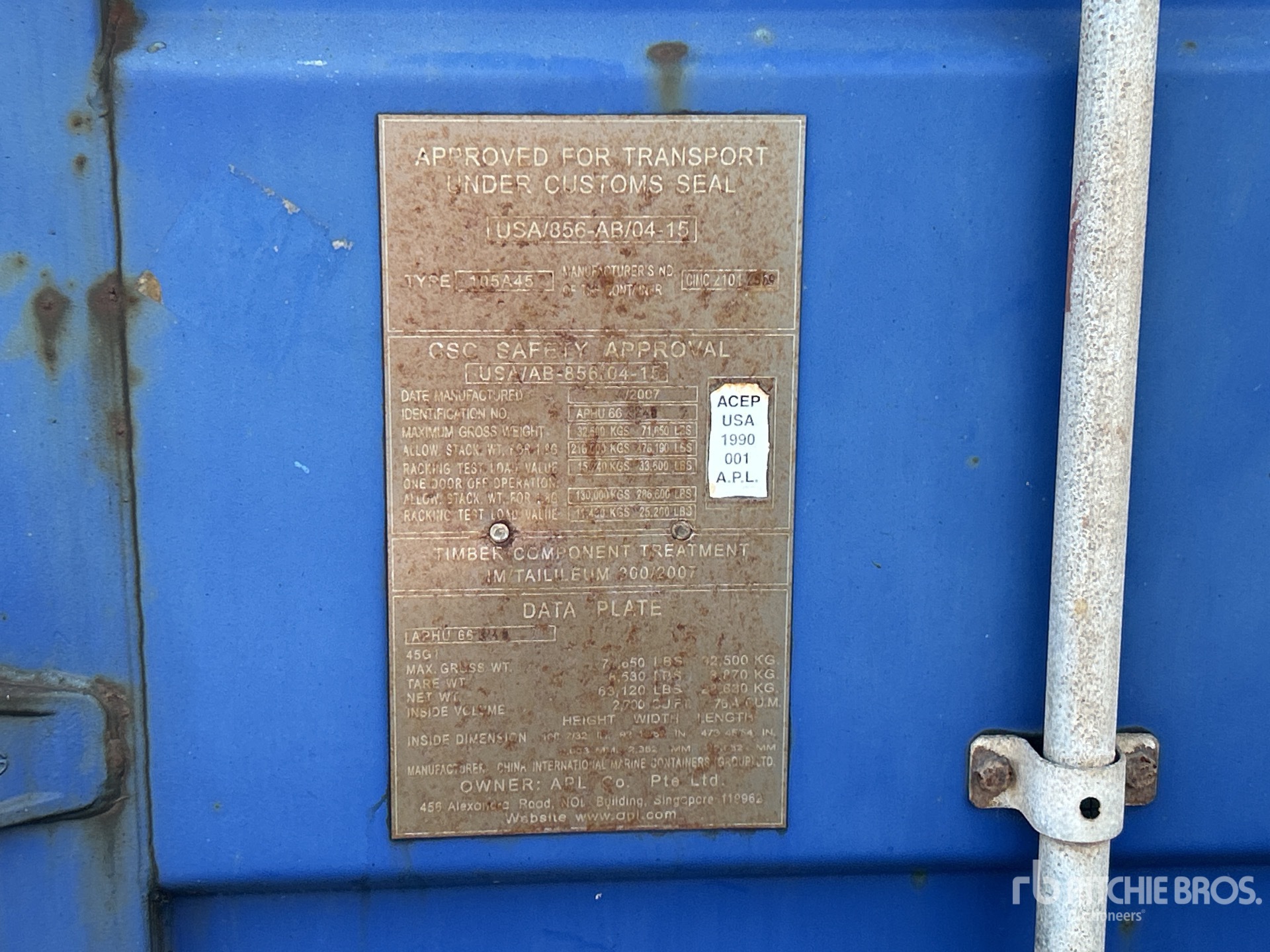 General Appearance with Serial Number / VIN