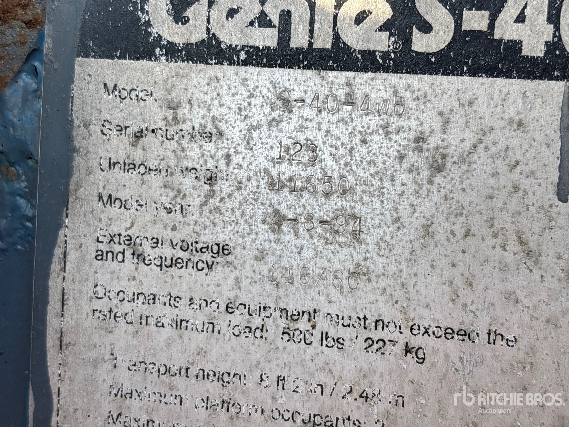 General Appearance with Serial Number / VIN