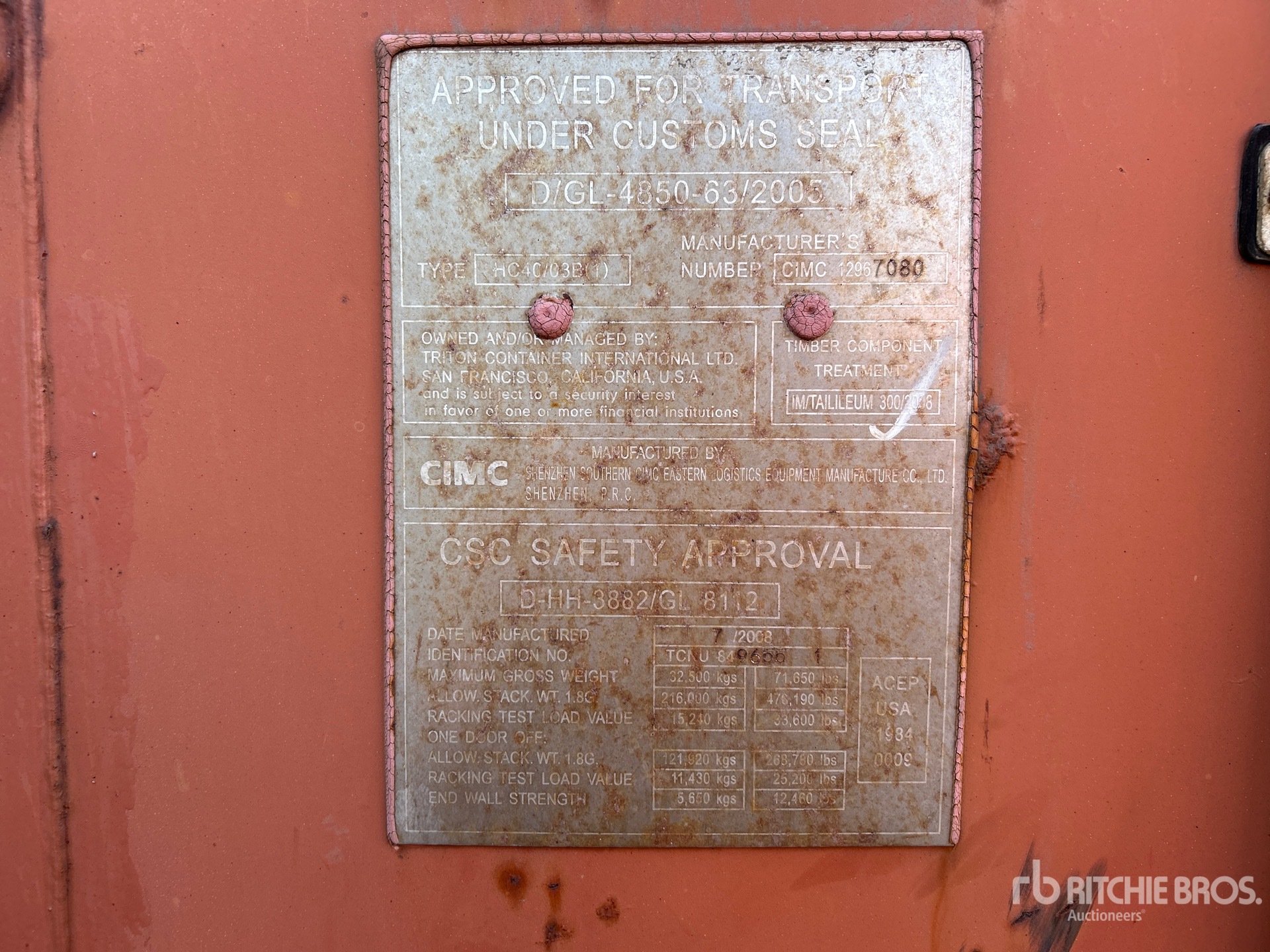 General Appearance with Serial Number / VIN