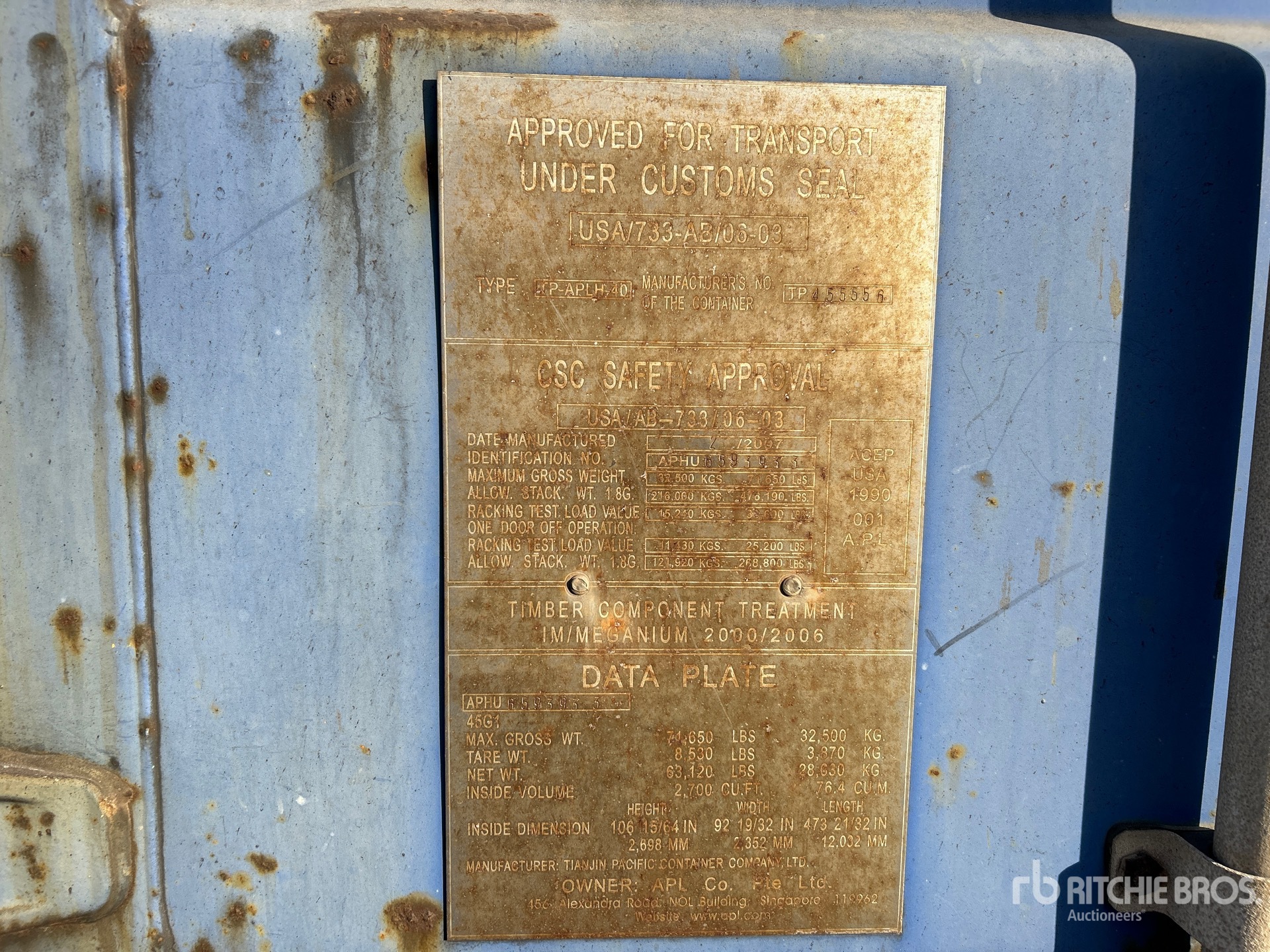 General Appearance with Serial Number / VIN