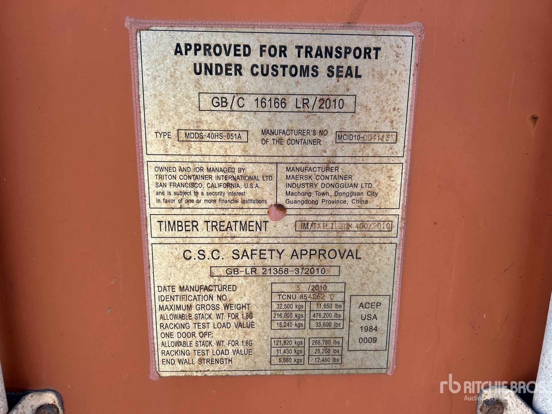 General Appearance with Serial Number / VIN