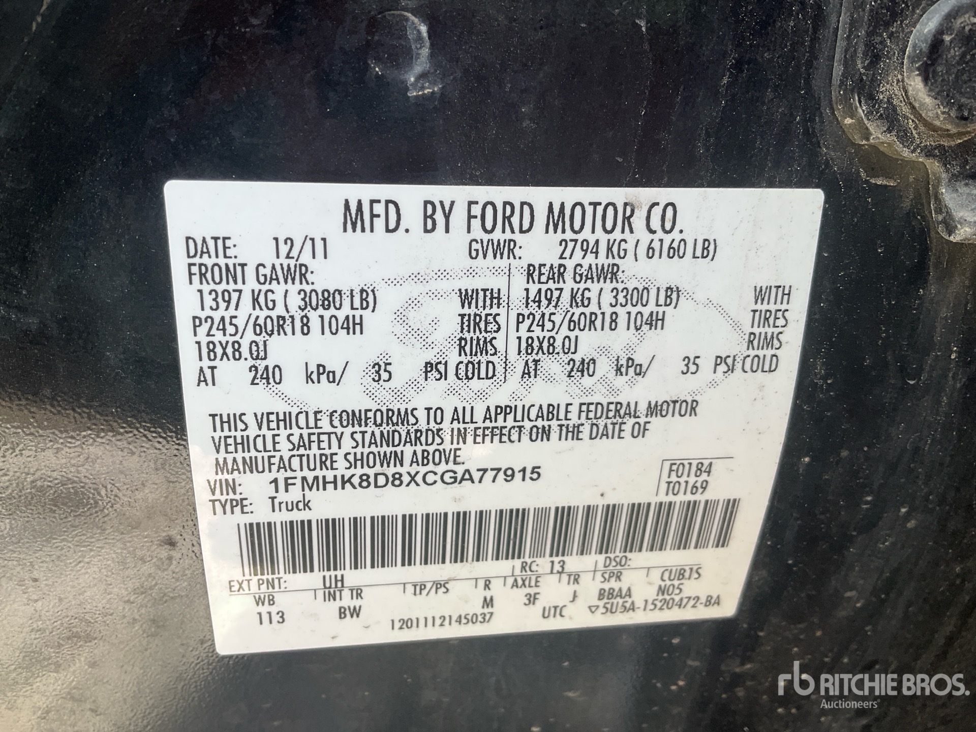 General Appearance with Serial Number / VIN