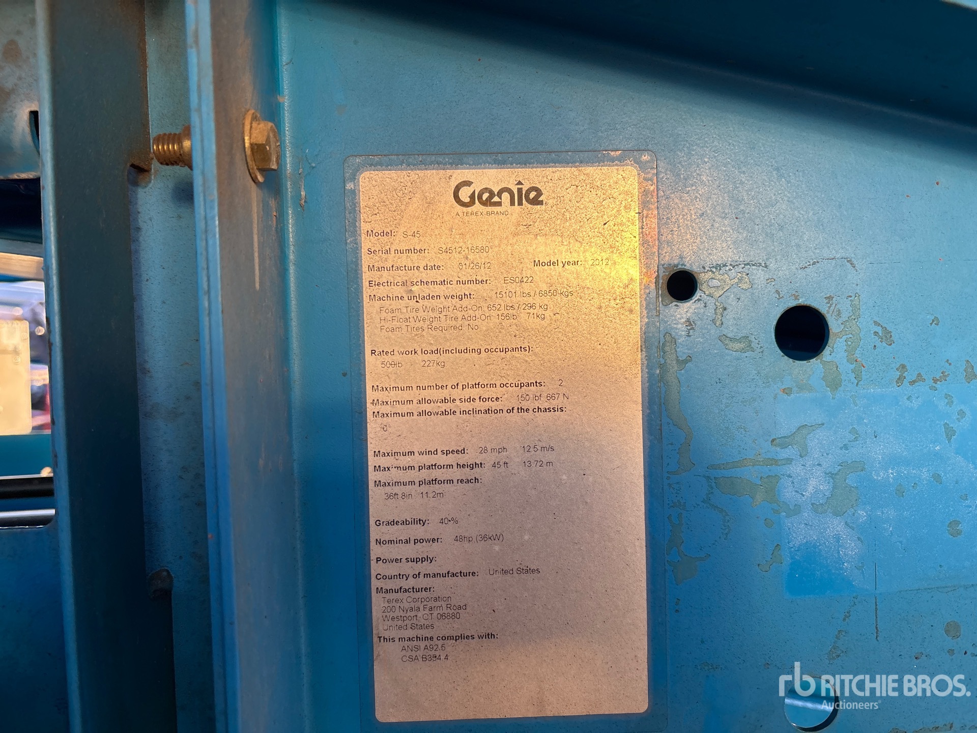 General Appearance with Serial Number / VIN