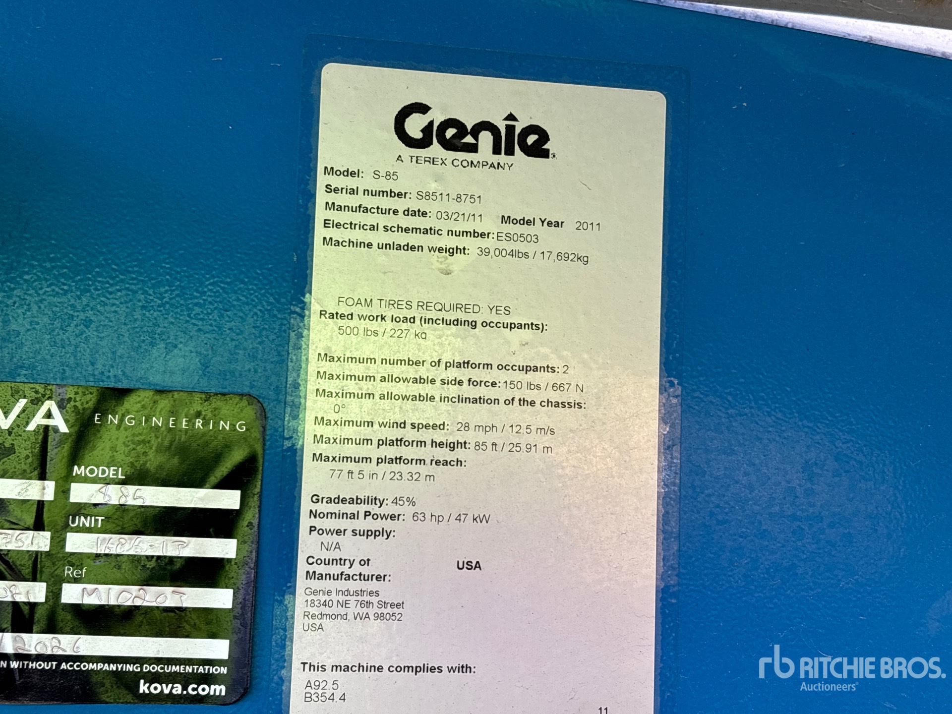 General Appearance with Serial Number / VIN