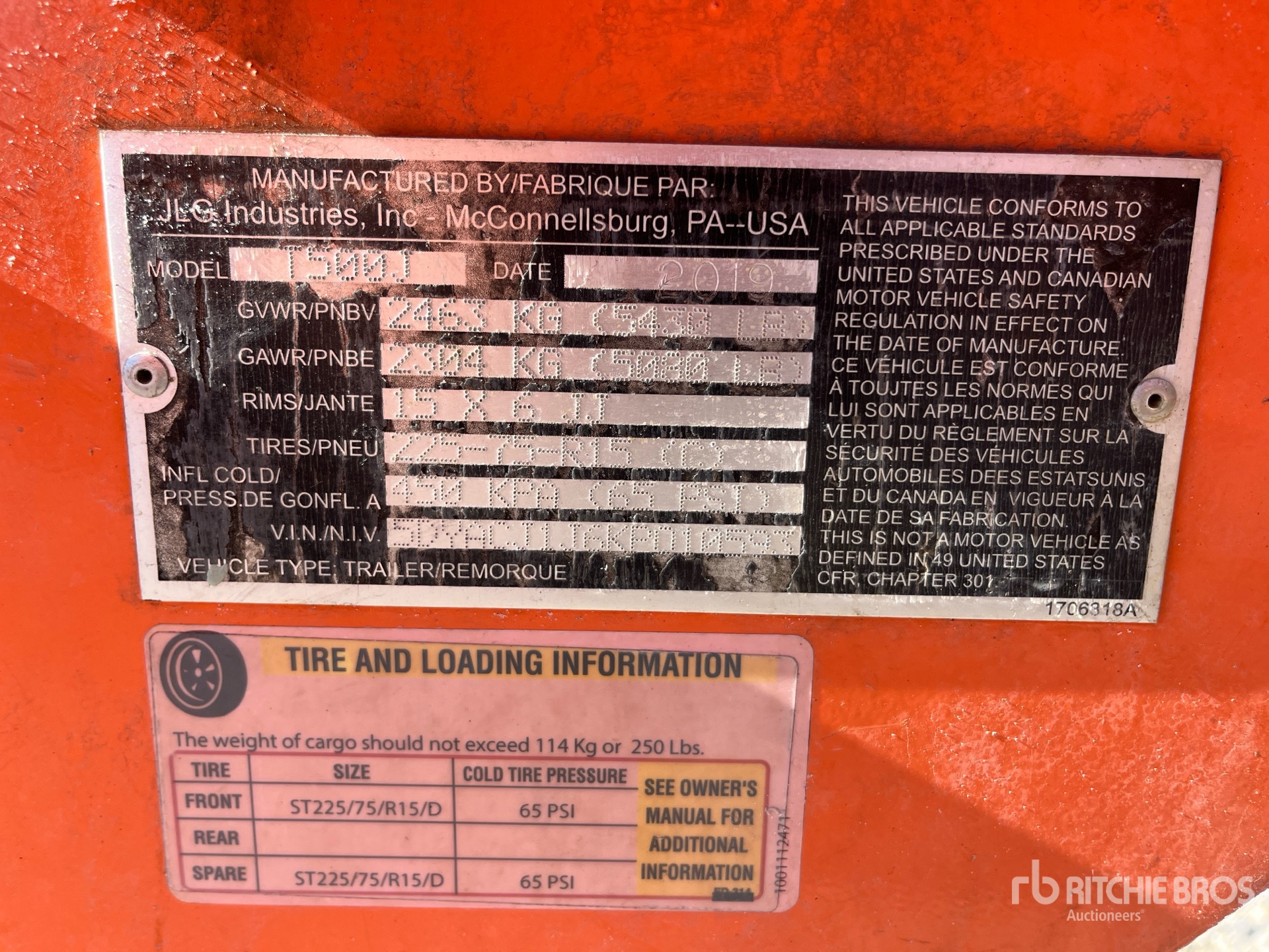 General Appearance with Serial Number / VIN